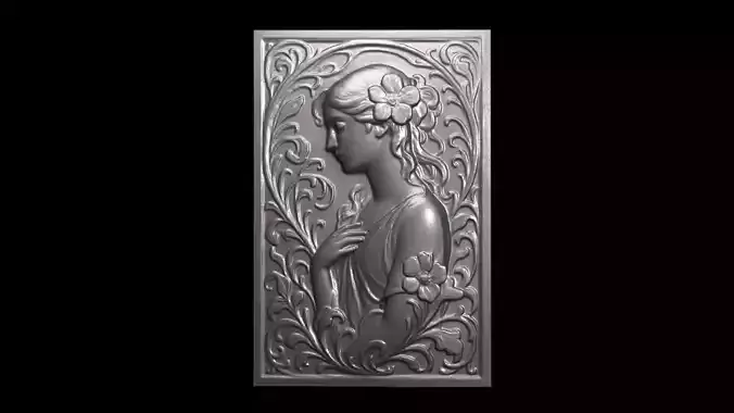 Art Nouveau Woman Bas-Relief 01