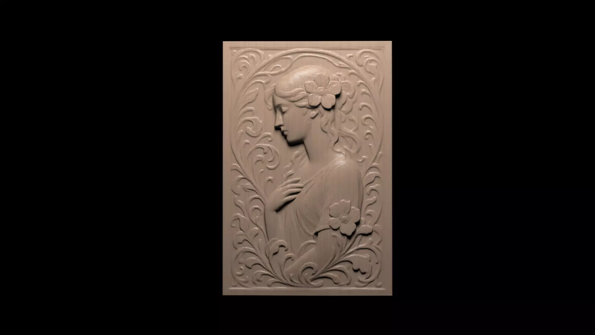 Art Nouveau Woman Bas-Relief 01 3D print model_3