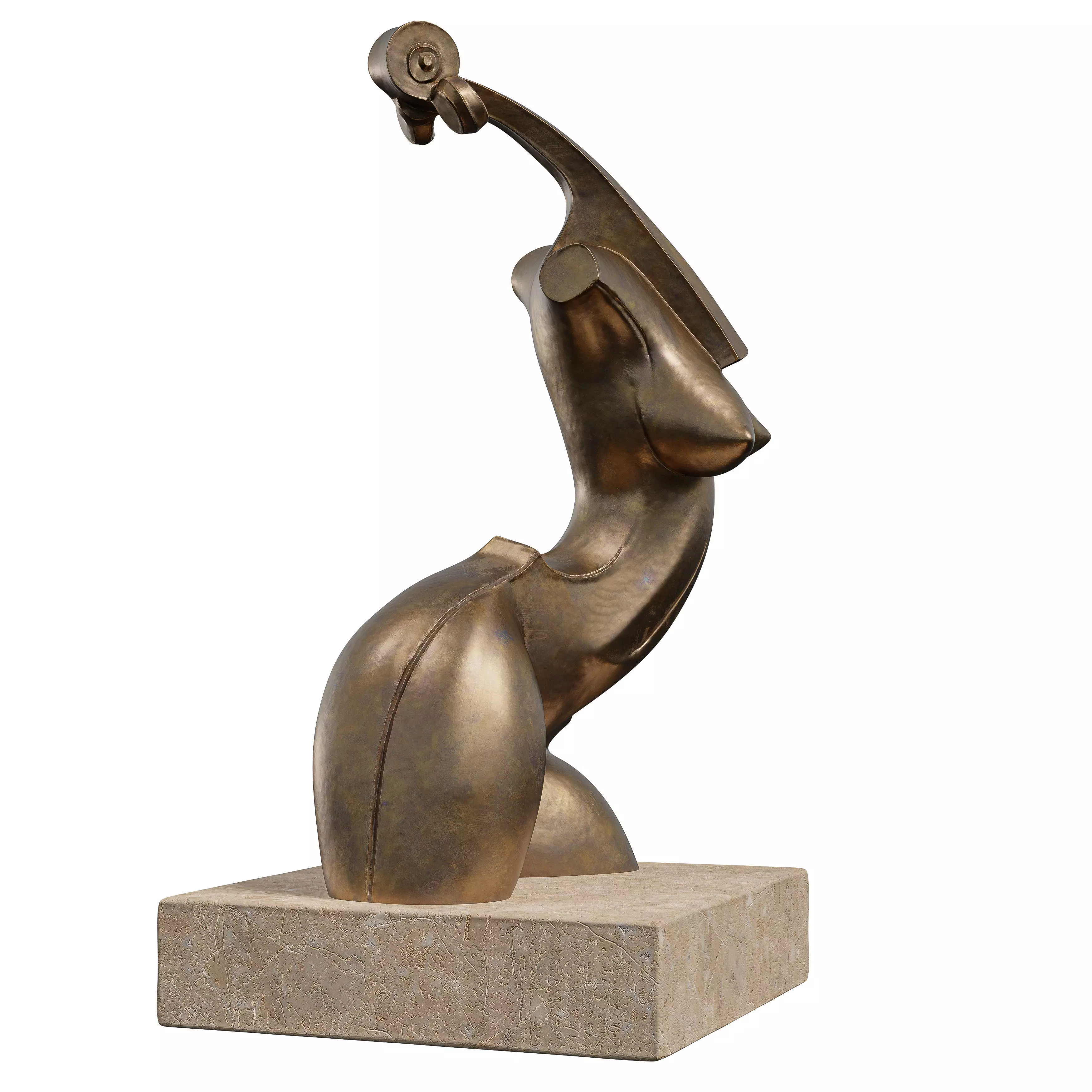 Antique Copper Woman Statue - Abstract Torso Sculpture 3D Model 3D model_2