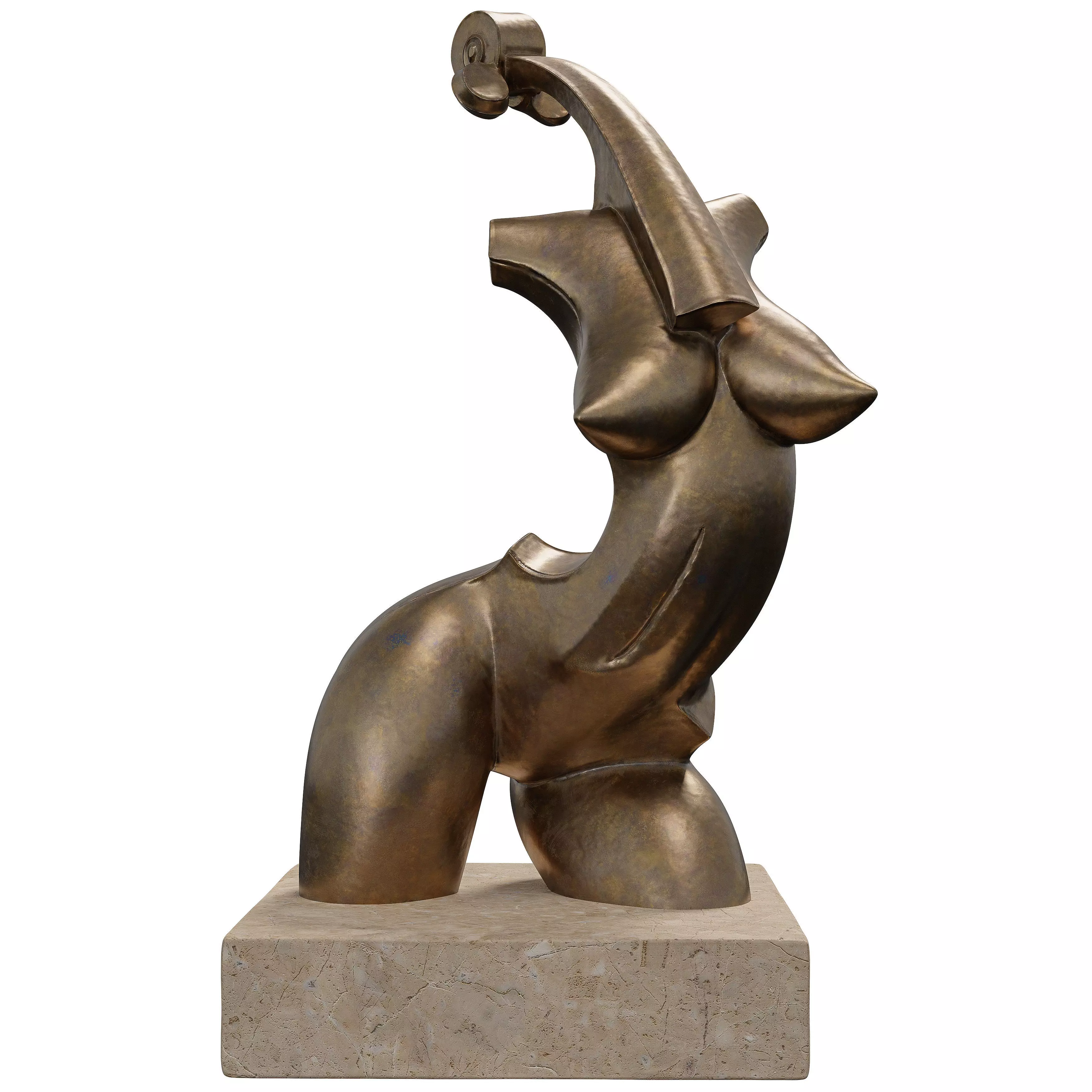 Antique Copper Woman Statue - Abstract Torso Sculpture 3D Model 3D model_5