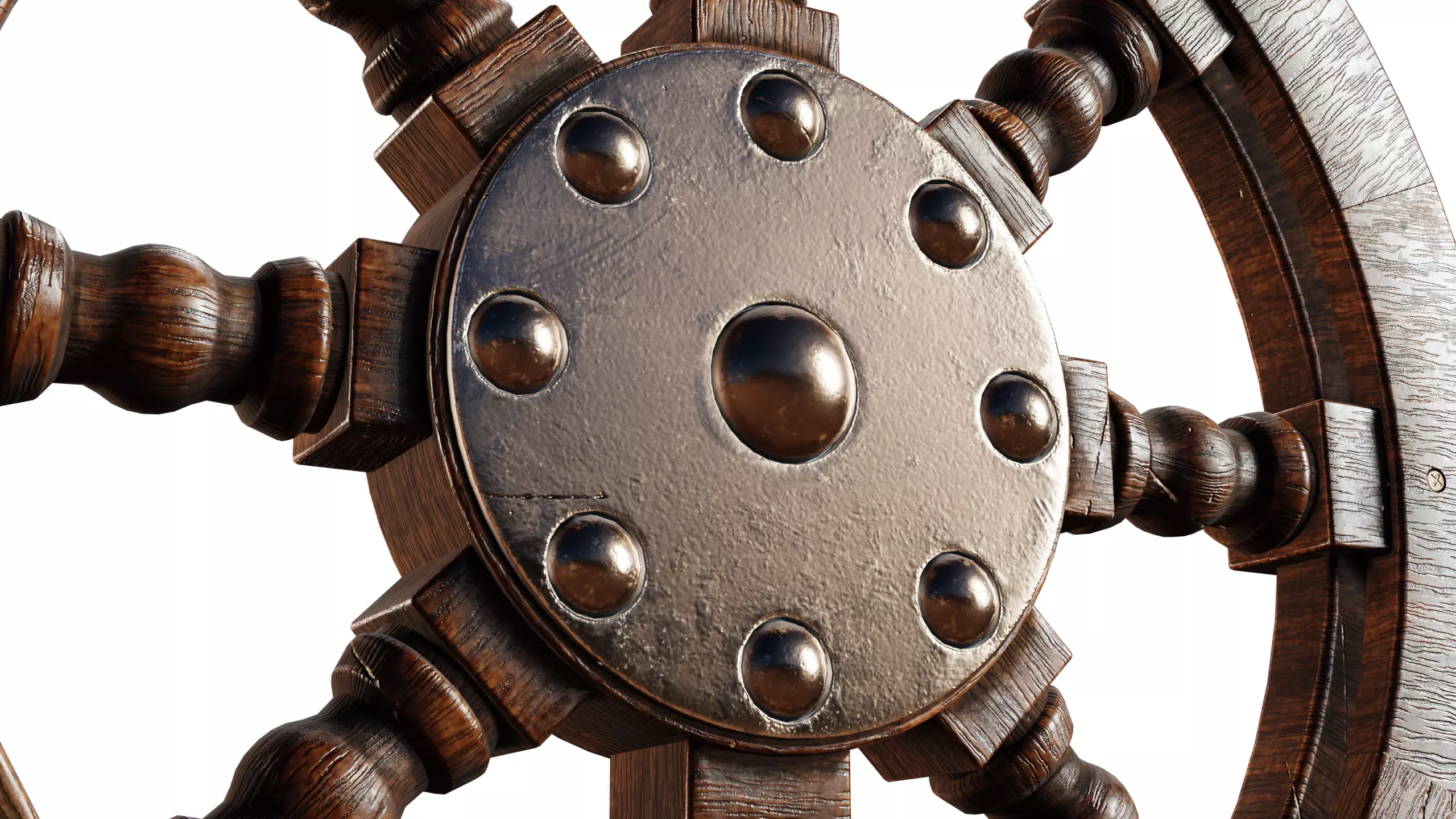 Ship Wheel Low-poly 3D model_8