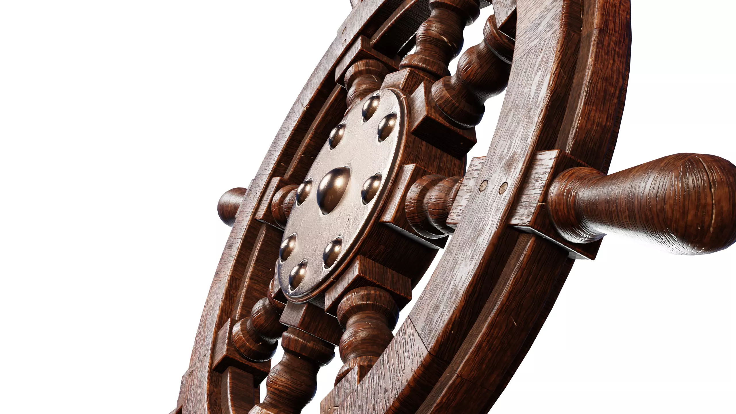 Ship Wheel Low-poly 3D model_9