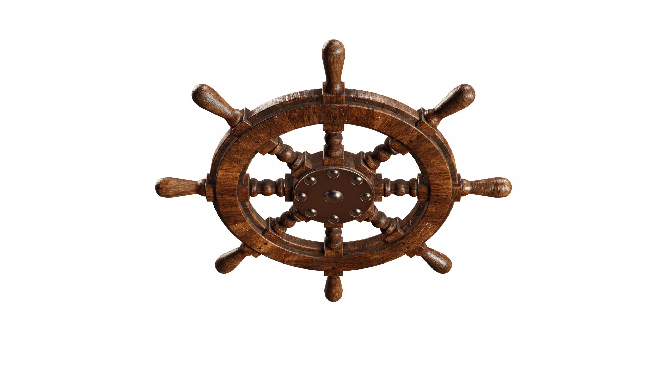 Ship Wheel Low-poly 3D model_3