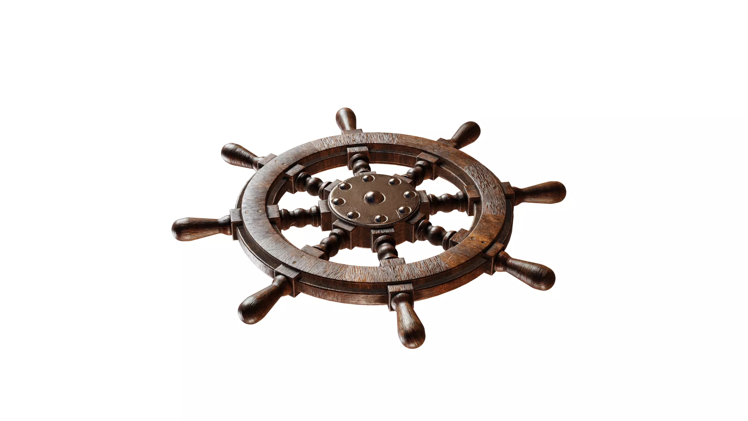 Ship Wheel Low-poly 3D model_7