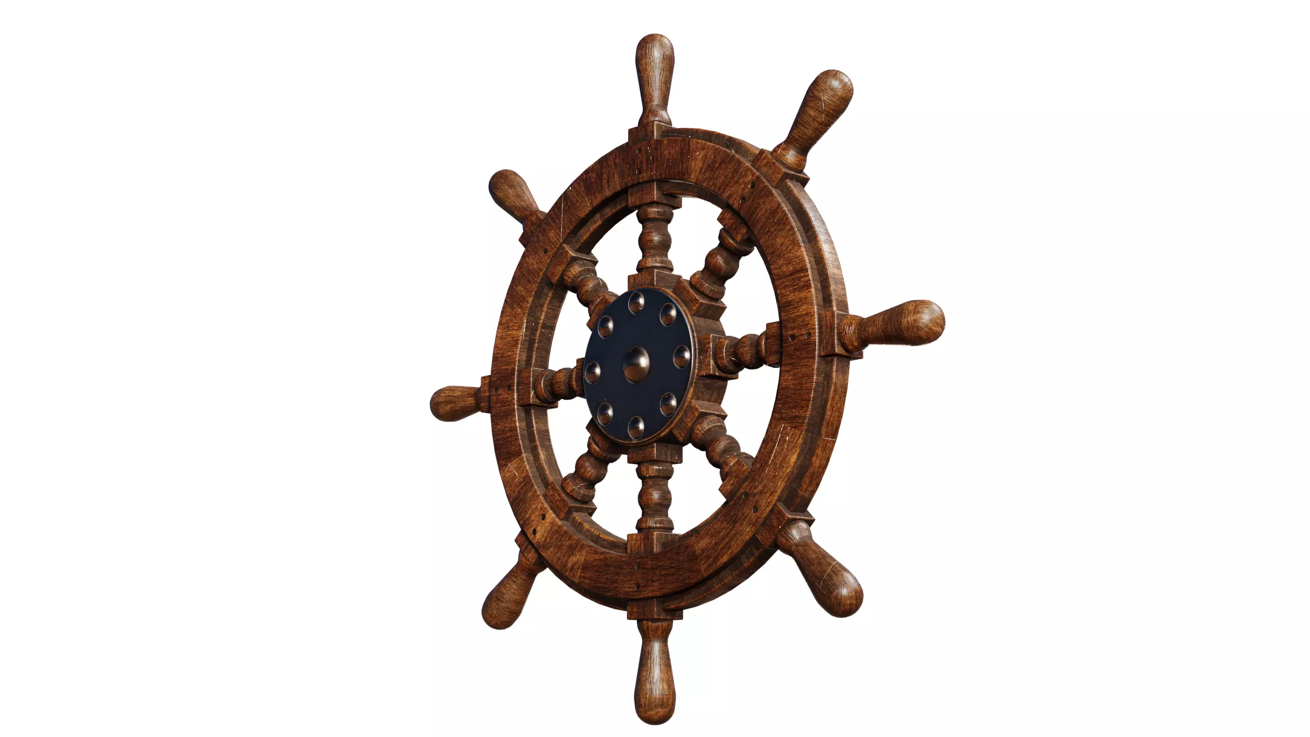 Ship Wheel Low-poly 3D model_2