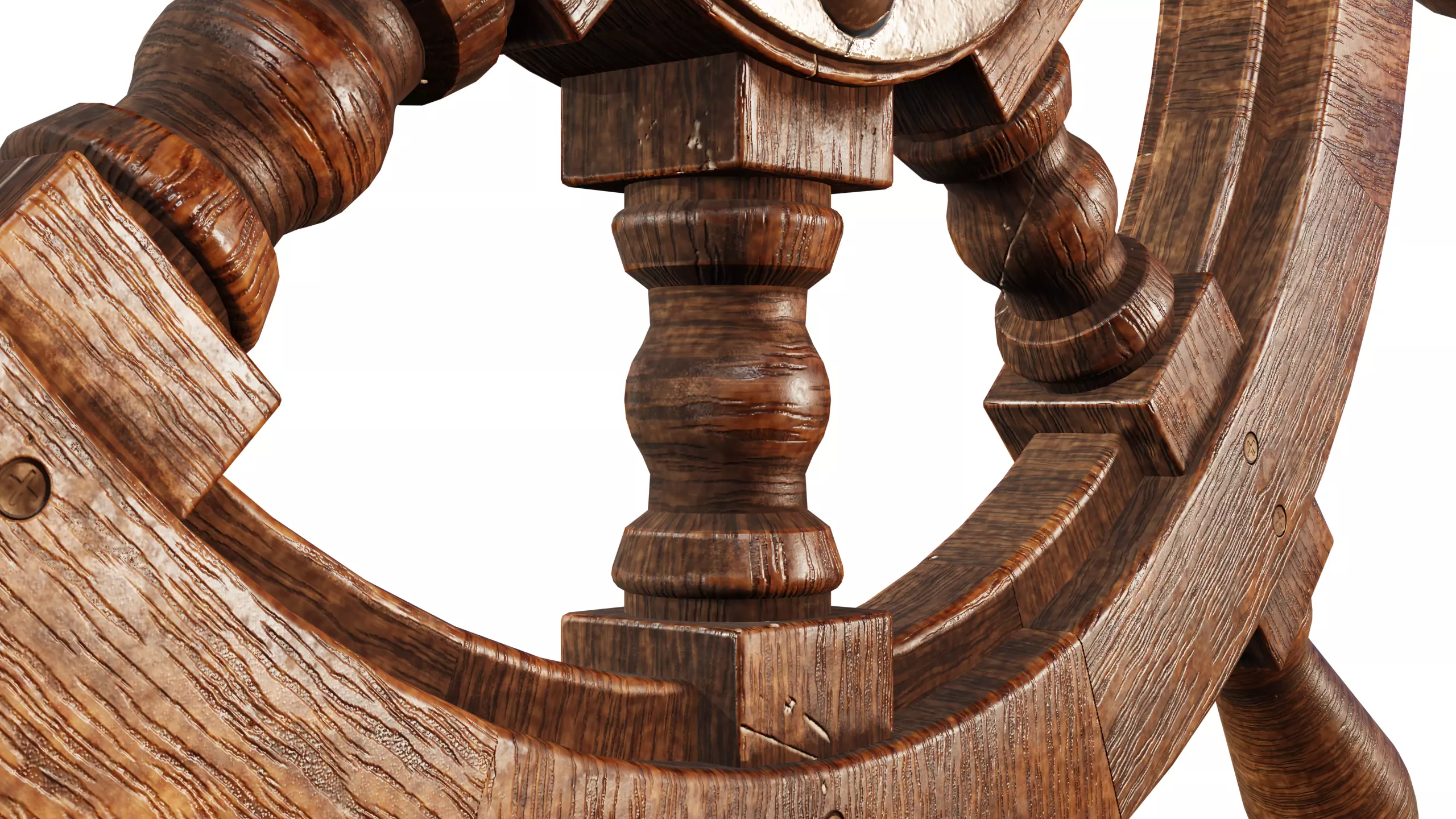 Ship Wheel Low-poly 3D model_11