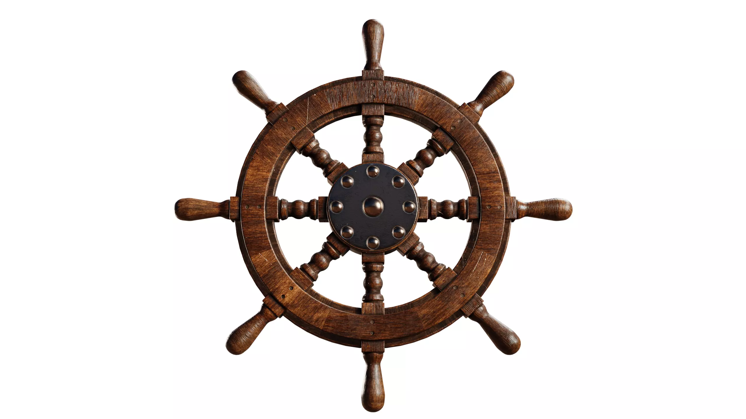 Ship Wheel Low-poly 3D model_1