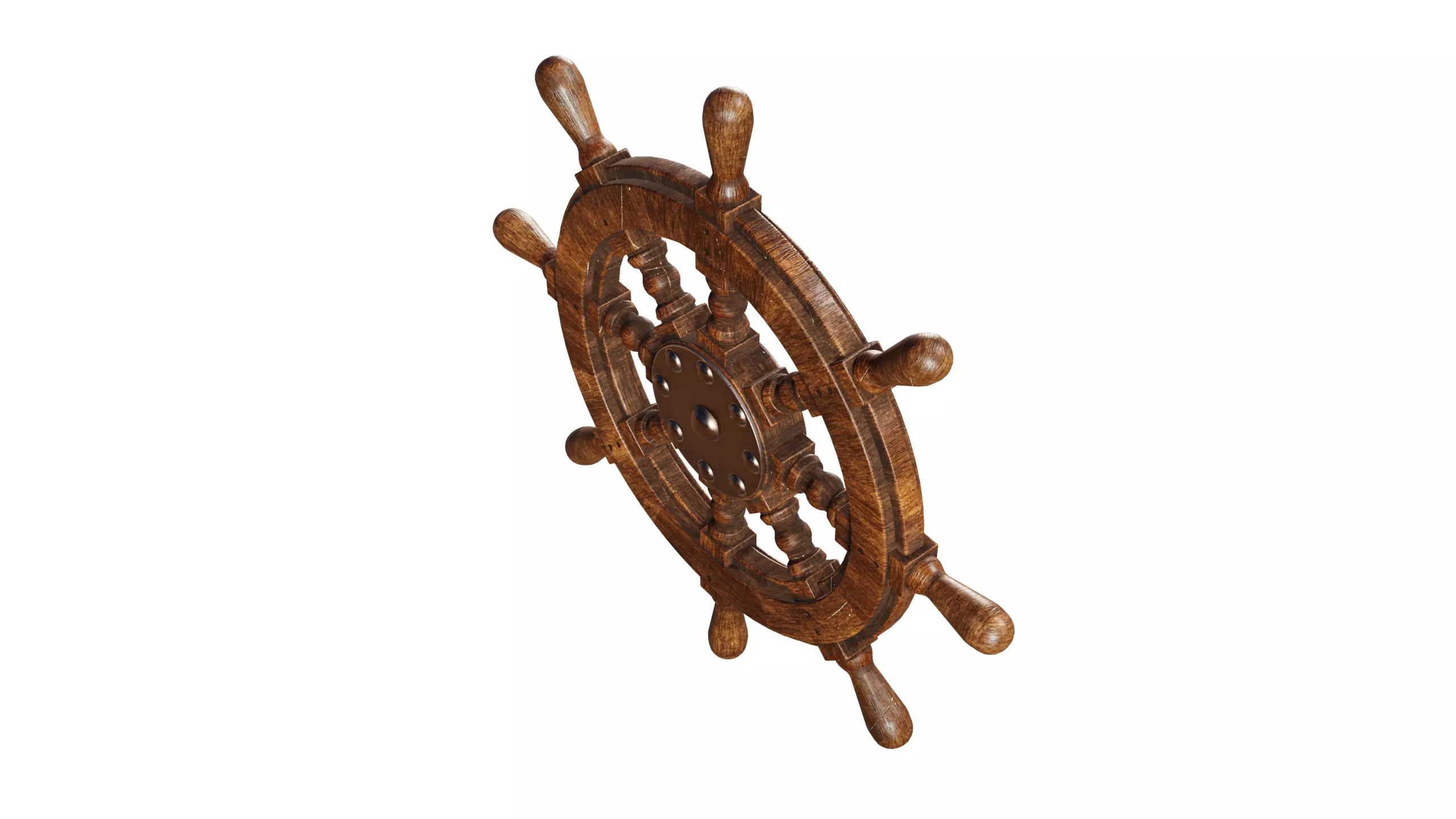 Ship Wheel Low-poly 3D model_4