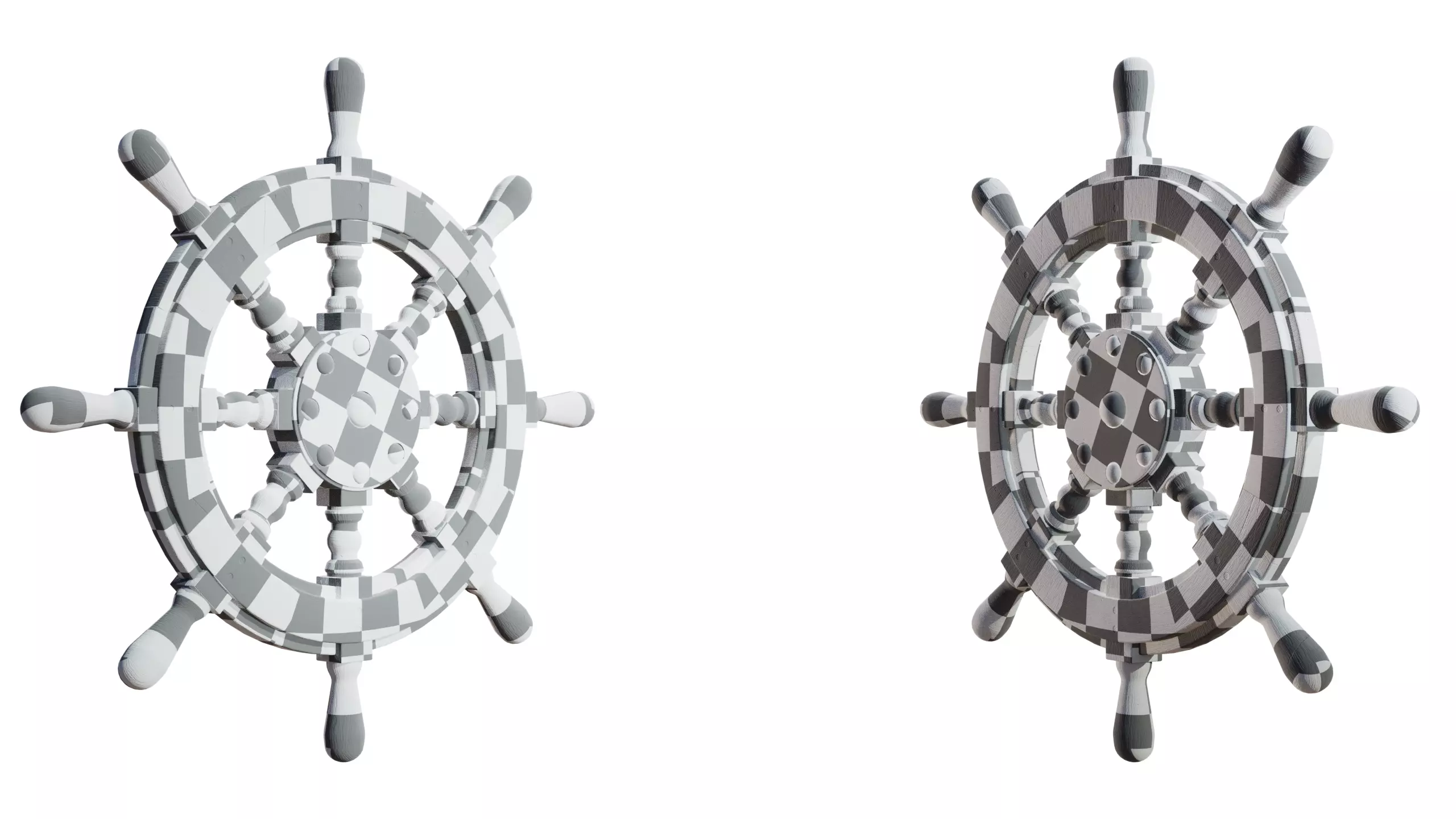 Ship Wheel Low-poly 3D model_15