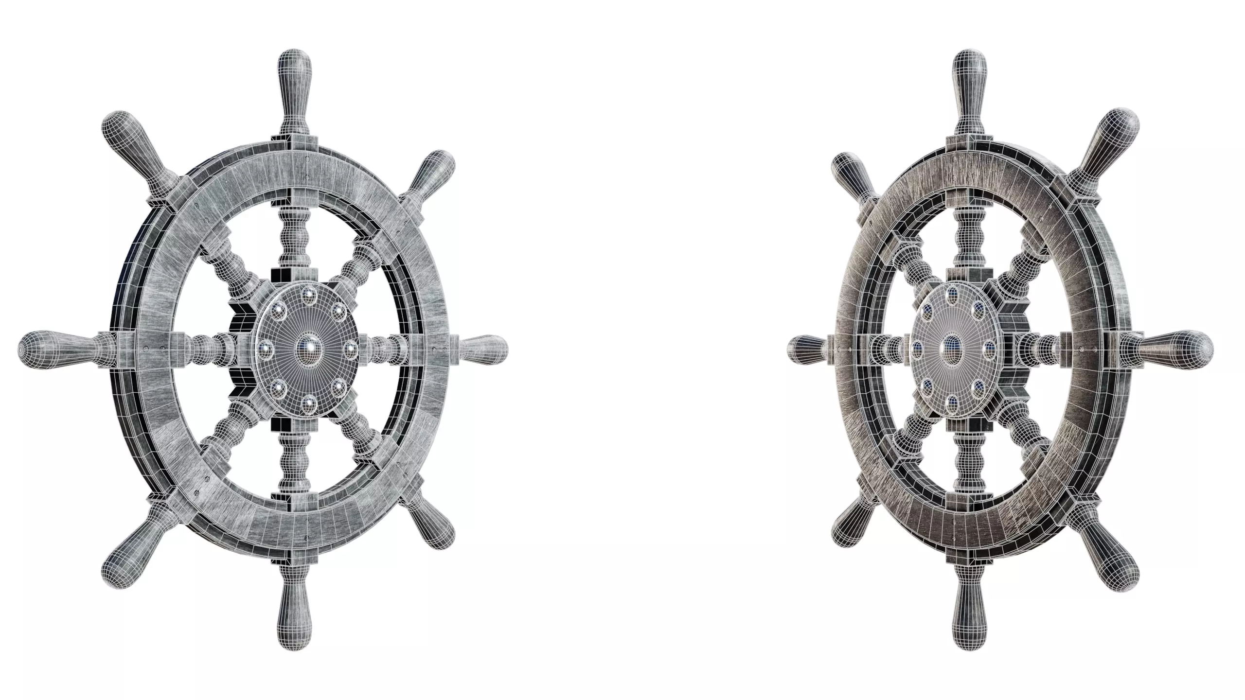 Ship Wheel Low-poly 3D model_16