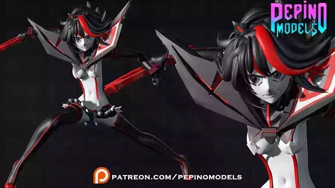 Ryuko Matoi -Kill la Kill- 62mm scale mini 3D print model