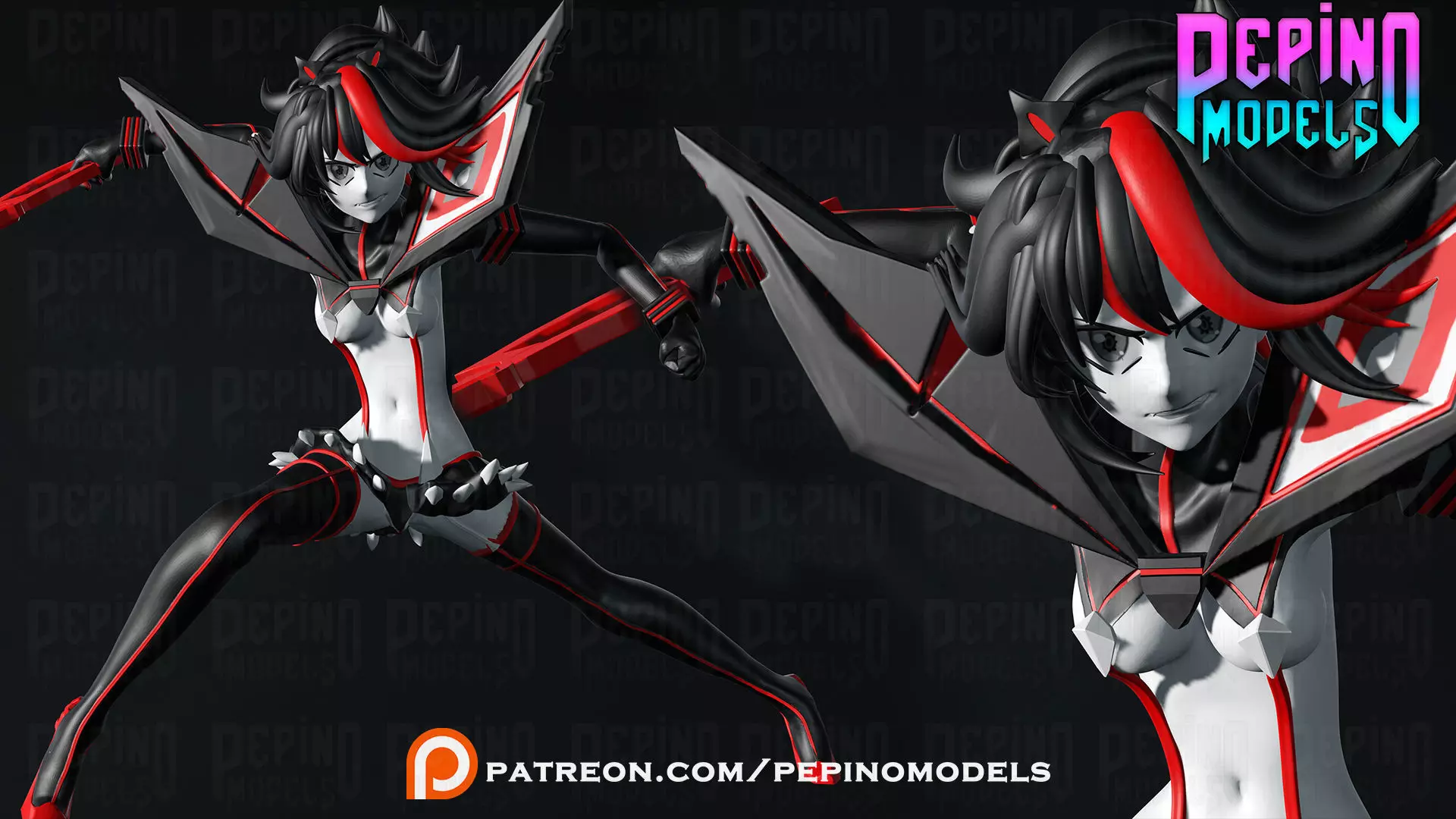 Ryuko Matoi -Kill la Kill- 62mm scale mini 3D print model 3D print model_0