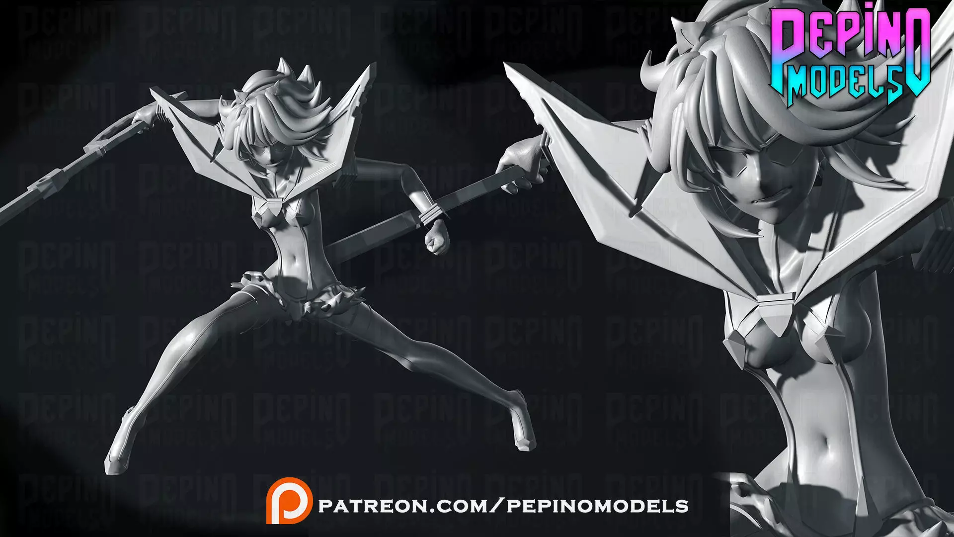 Ryuko Matoi -Kill la Kill- 62mm scale mini 3D print model 3D print model_3