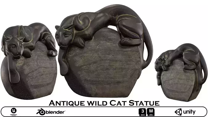 Antique Wild Cat Statue - Bronze Sculpture 3D Model 3D model Antique Wild Cat Statue - Bronze Sculpture 3D Model 3D model