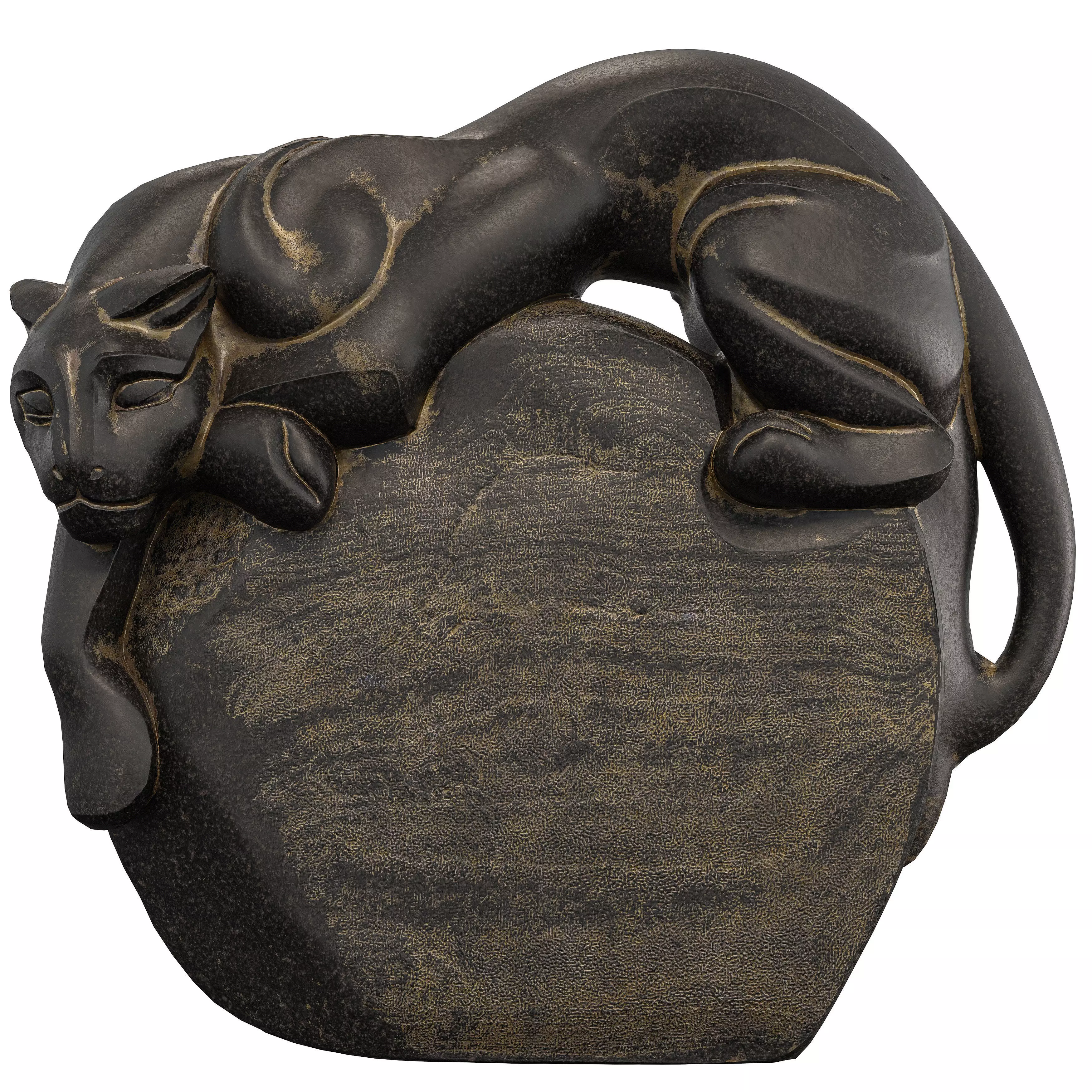 Antique Wild Cat Statue - Bronze Sculpture 3D Model 3D model_3