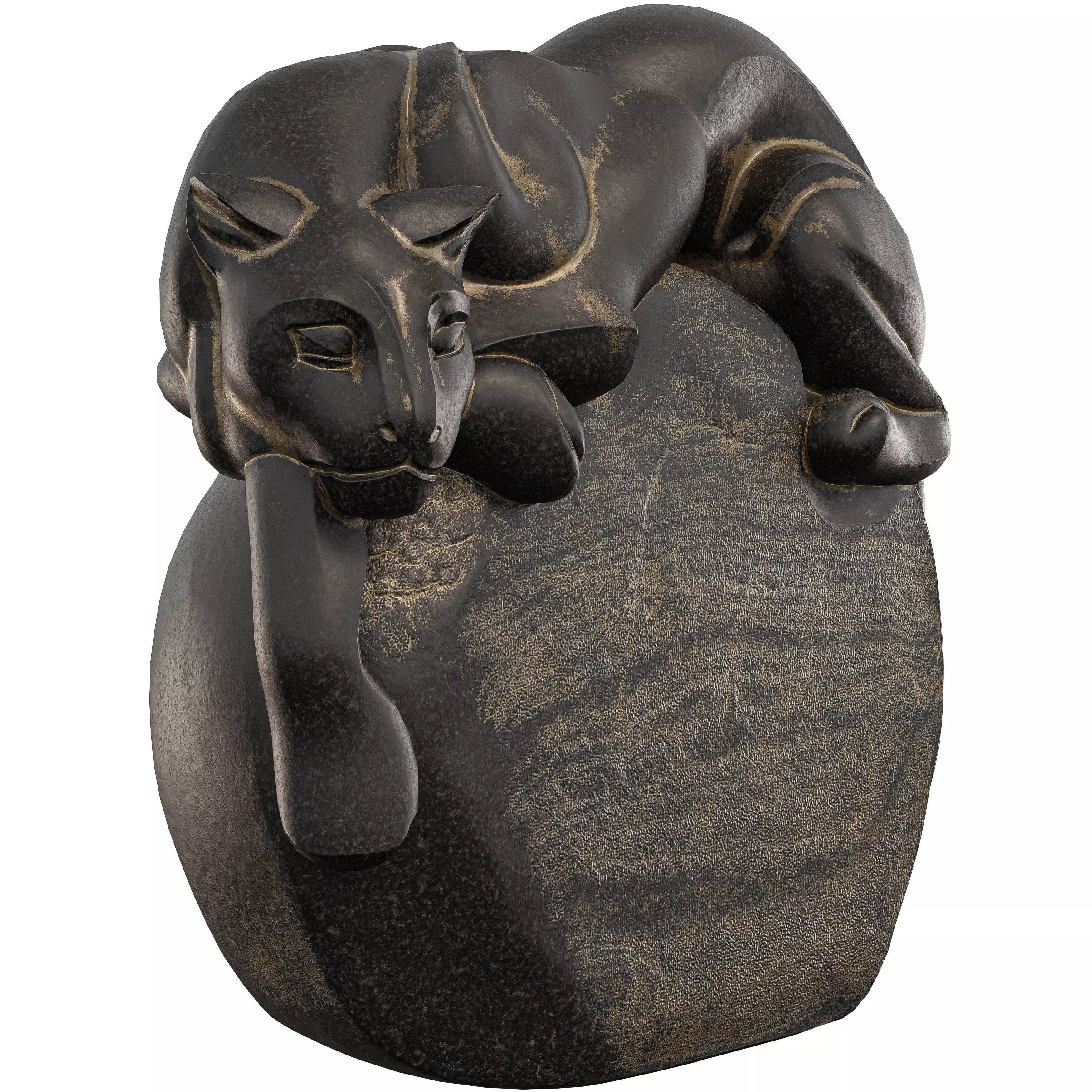 Antique Wild Cat Statue - Bronze Sculpture 3D Model 3D model_2