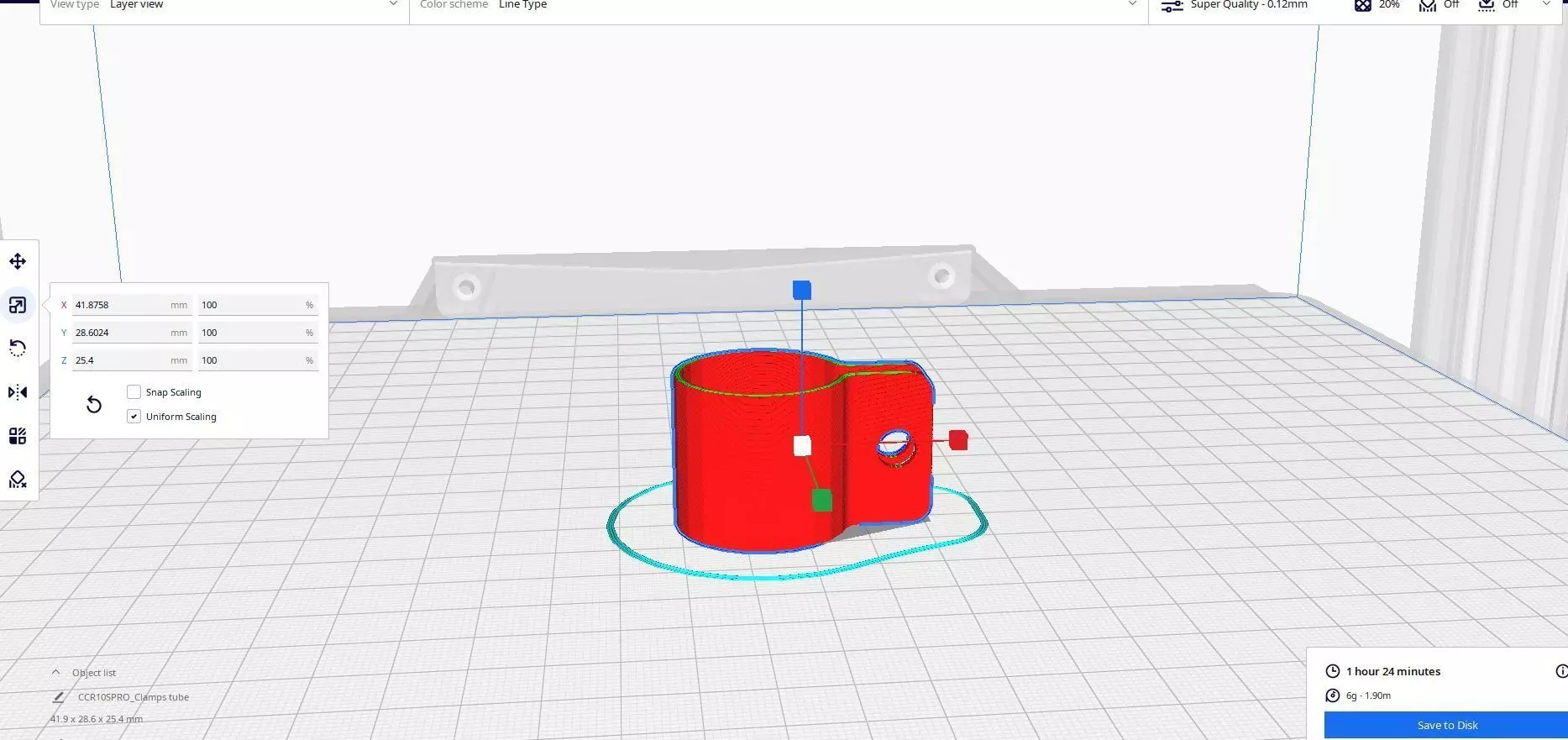 Clamp Tube One Hole 3D print model_3