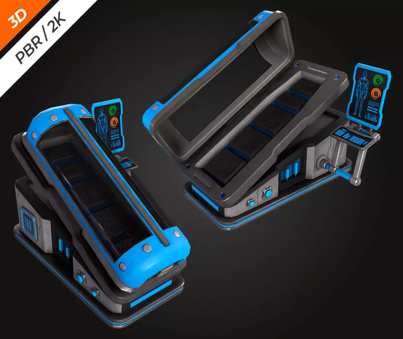 SCI FI Hibernation Pod Low-poly 3D model_3