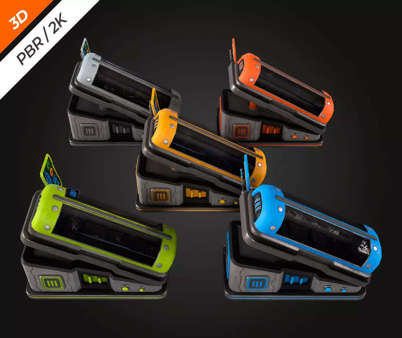 SCI FI Hibernation Pod Low-poly 3D model_11