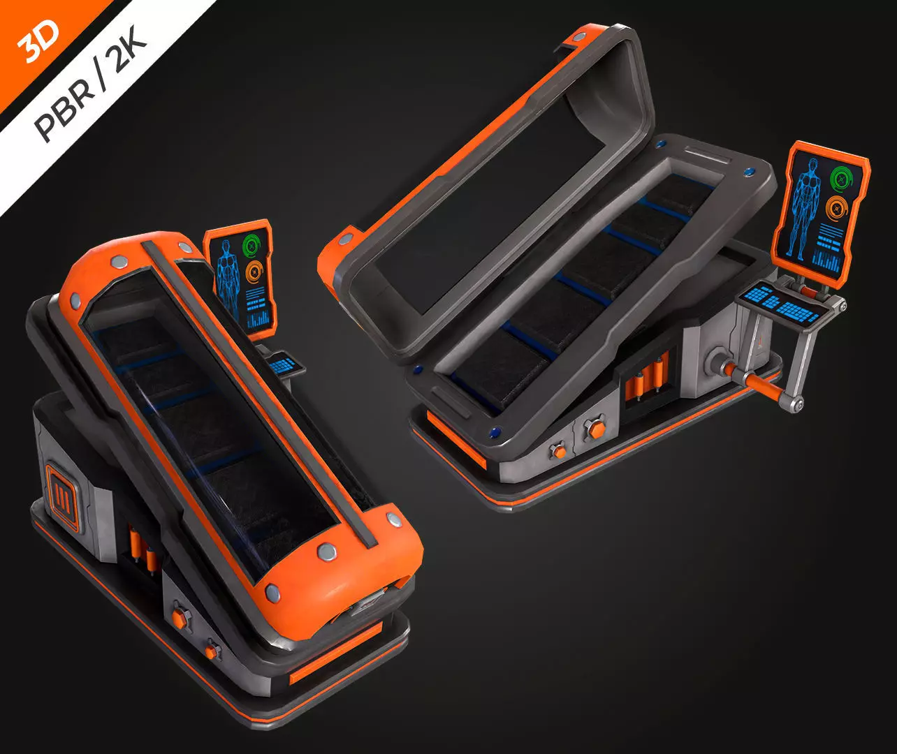 SCI FI Hibernation Pod Low-poly 3D model_4