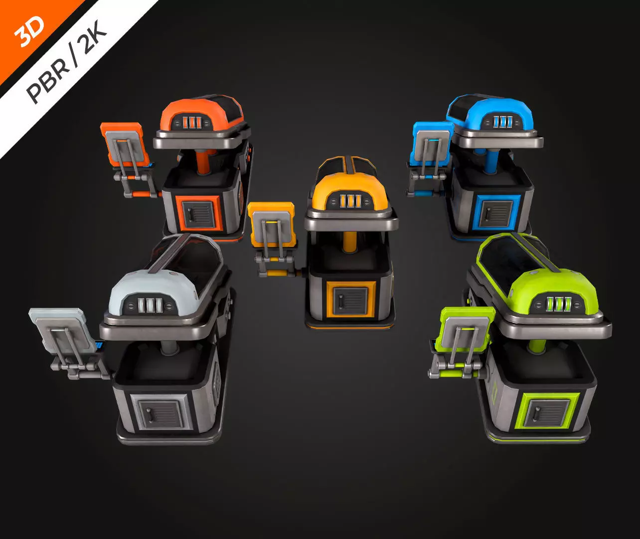 SCI FI Hibernation Pod Low-poly 3D model_12