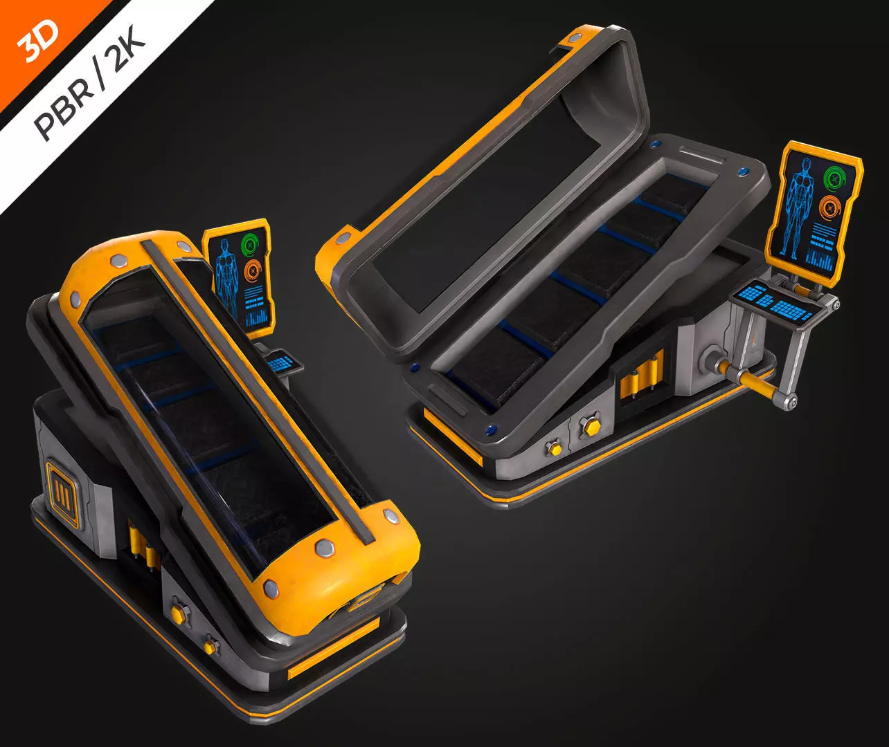 SCI FI Hibernation Pod Low-poly 3D model_2