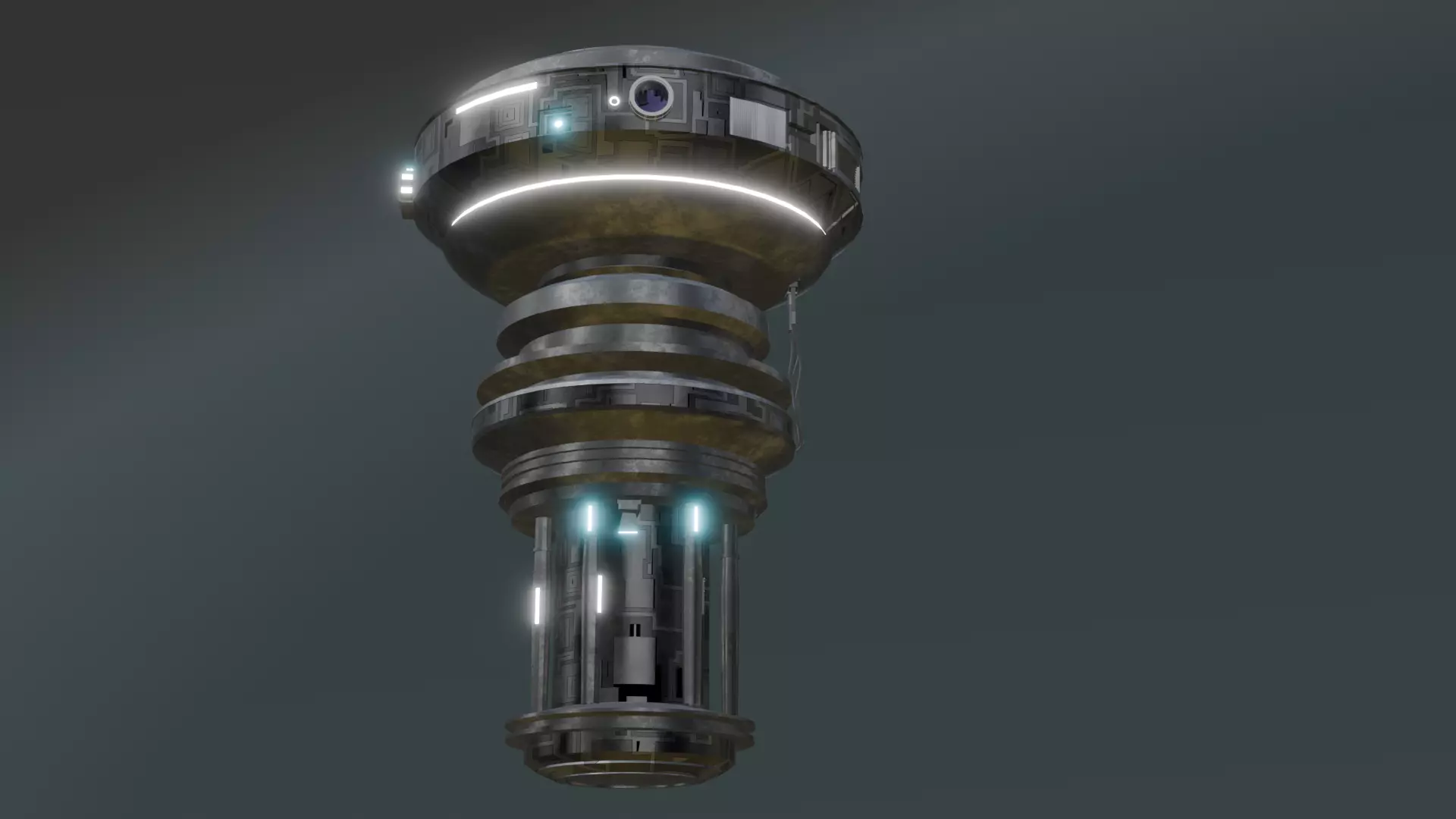 Sci-Fi Drone Futuristic Flying Machine Low-poly 3D model_0