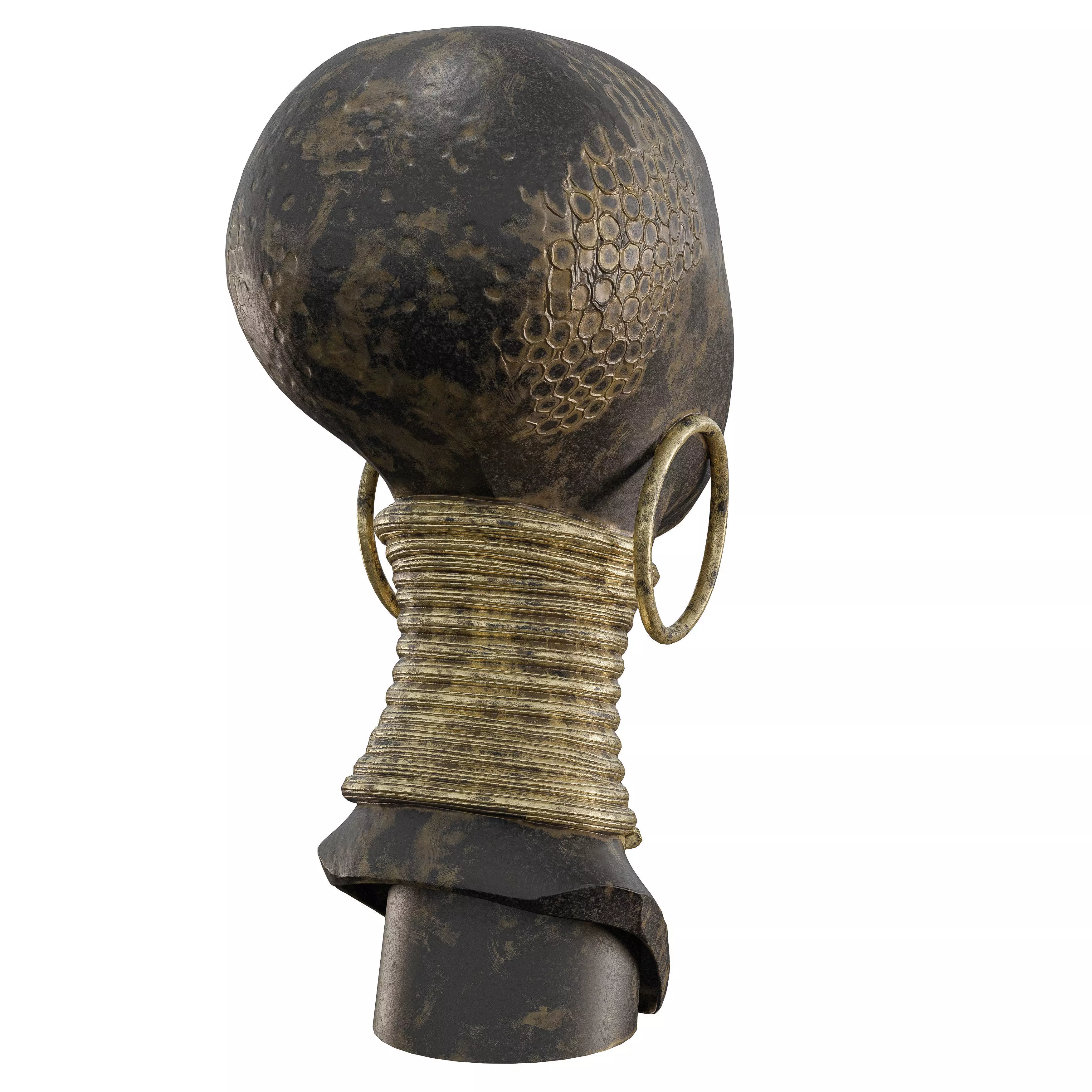 Antique African-Inspired Statue-Tribal Bust 3D Model 3D model_4