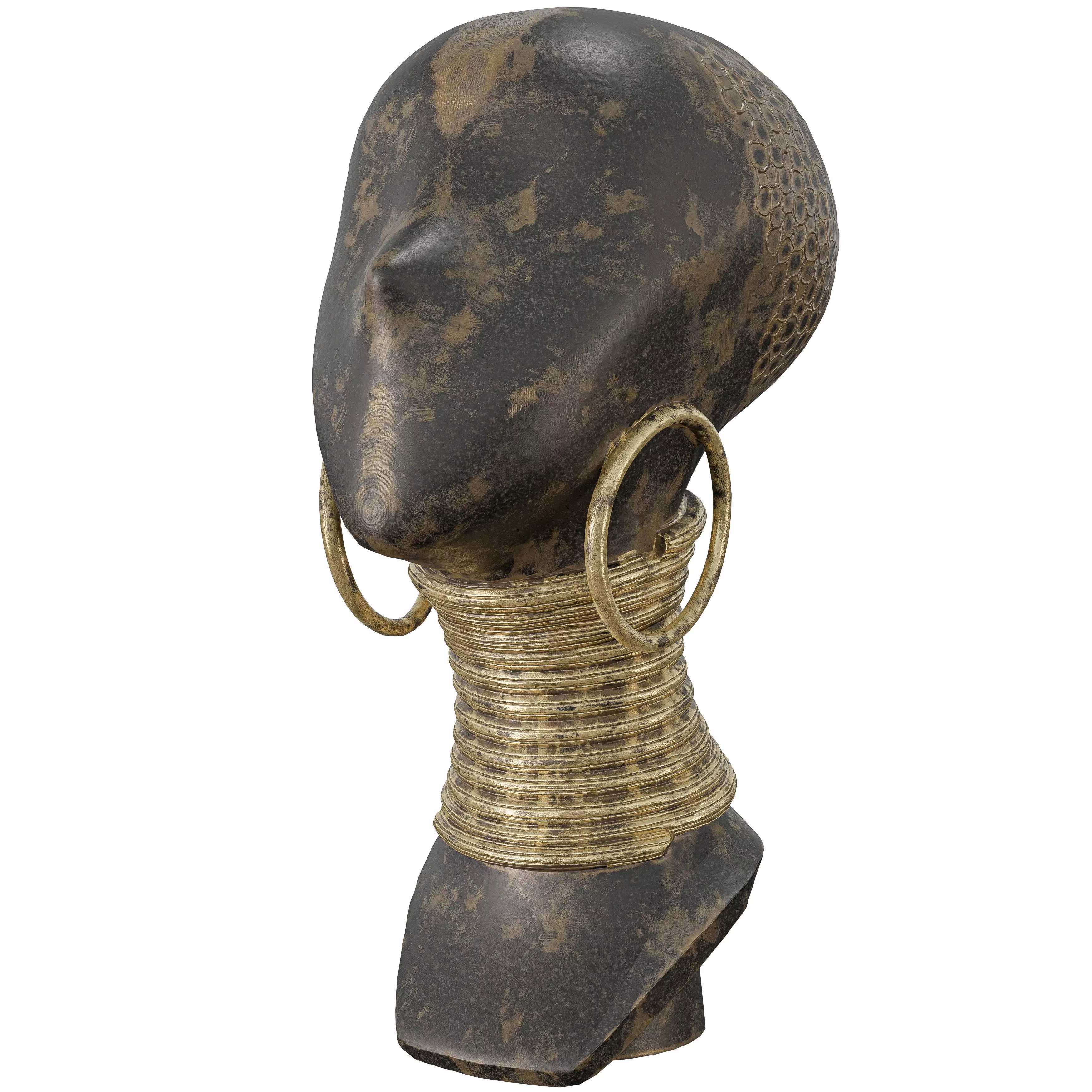 Antique African-Inspired Statue-Tribal Bust 3D Model 3D model_5