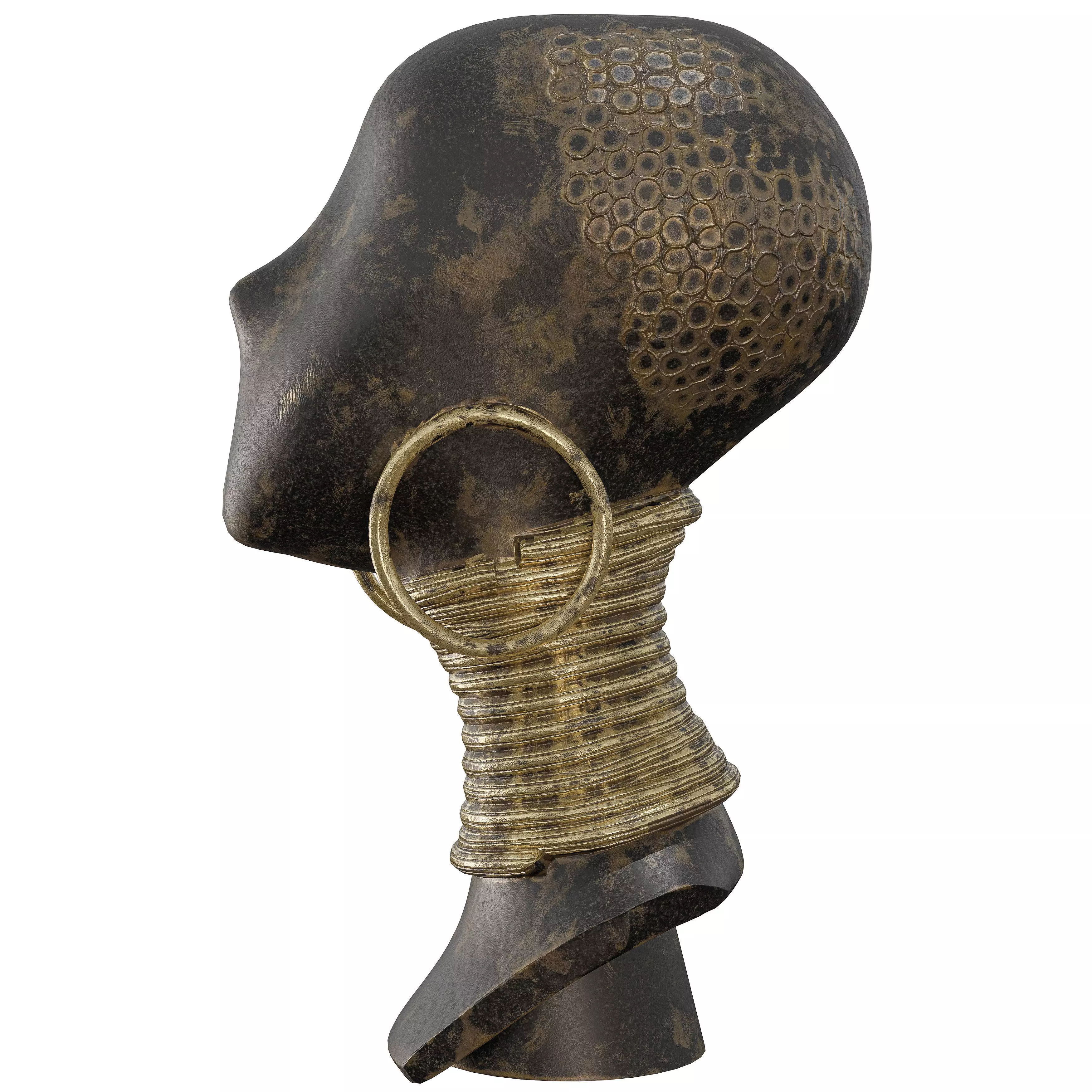 Antique African-Inspired Statue-Tribal Bust 3D Model 3D model_6
