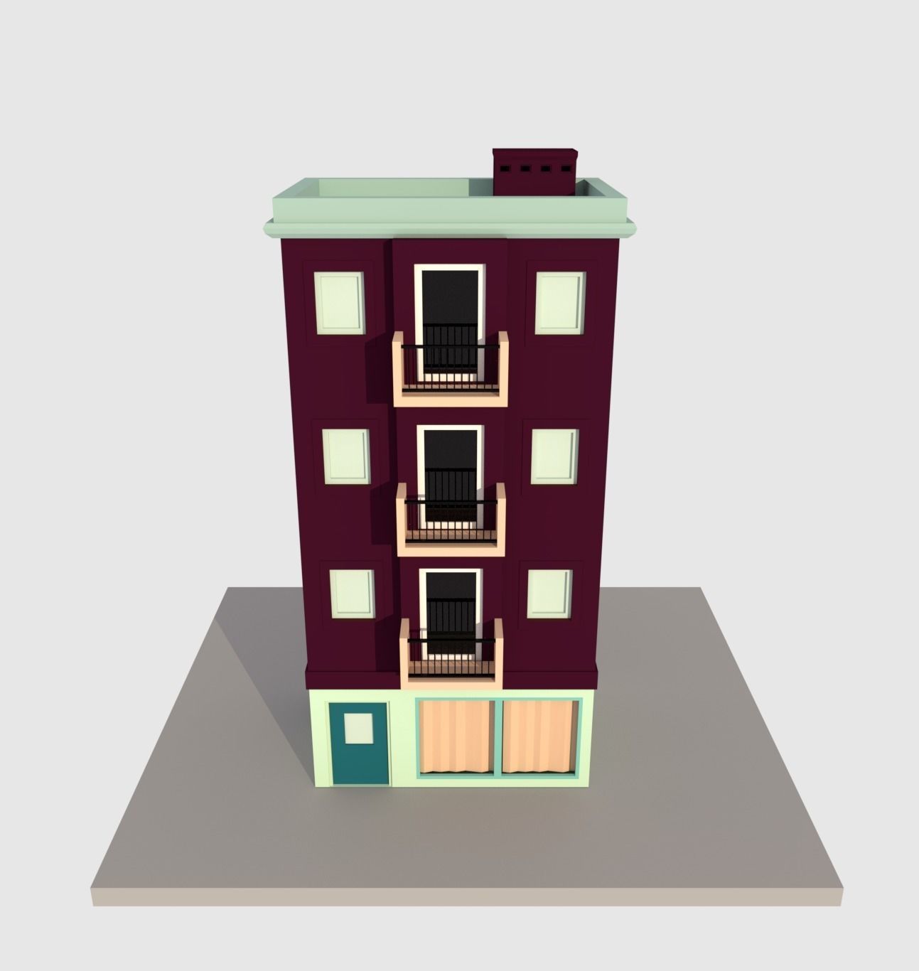 Cartoon Building - Low Poly Low-poly 3D model_2