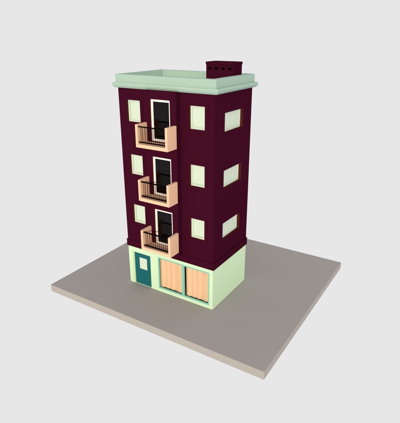 Cartoon Building - Low Poly Low-poly 3D model_1