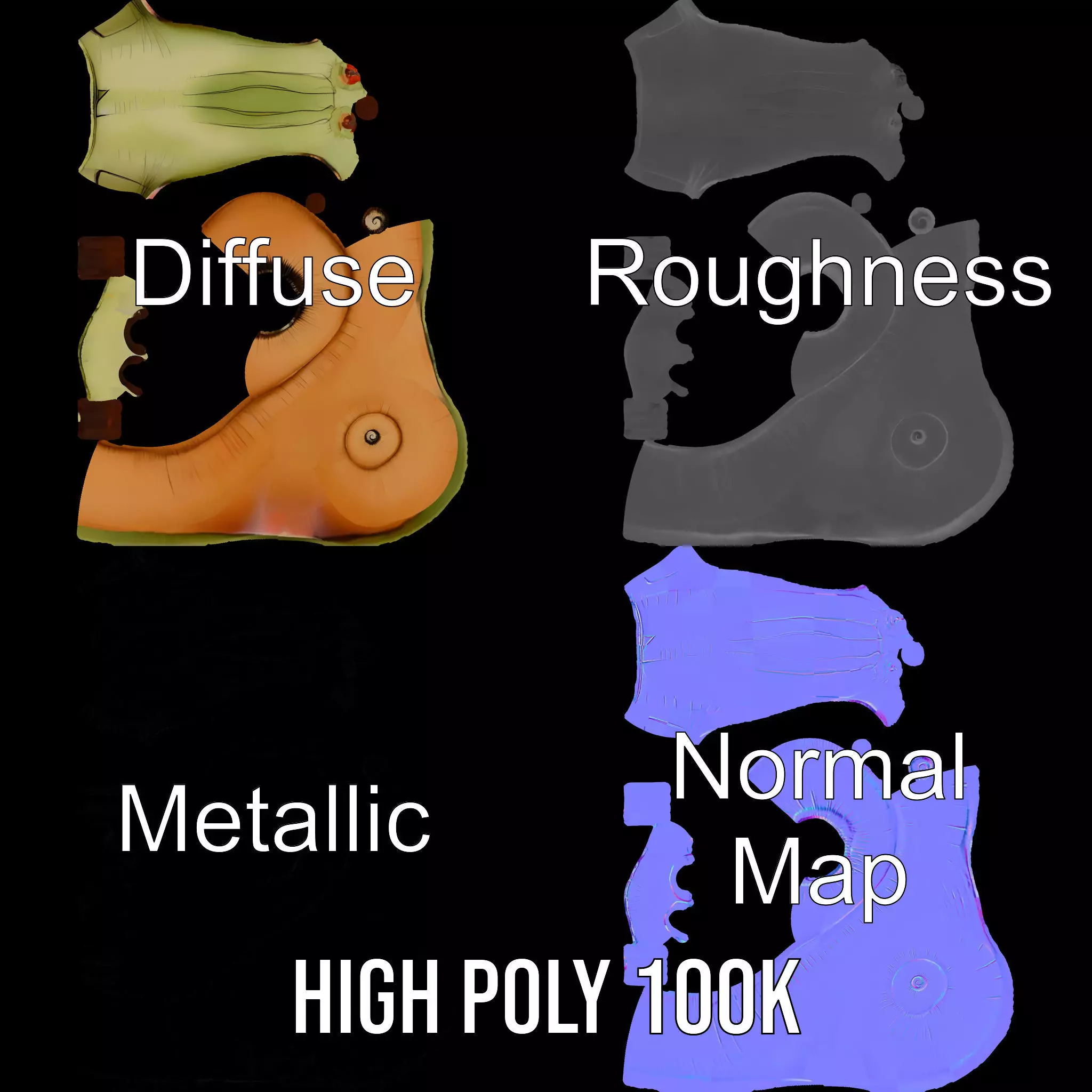 Playful Balloon Snail model pack Low-poly 3D model_4