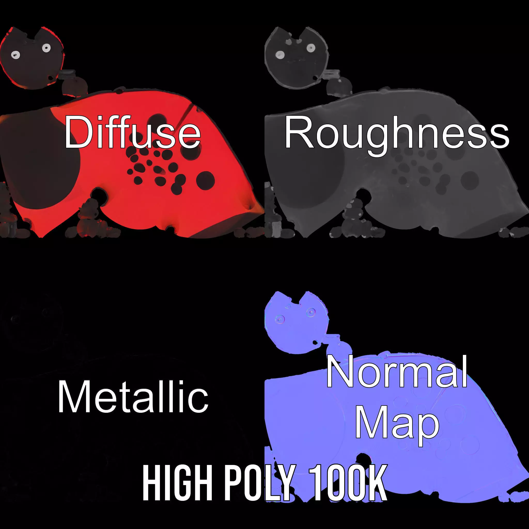 Inflatable Ladybug Red model pack Low-poly 3D model_4