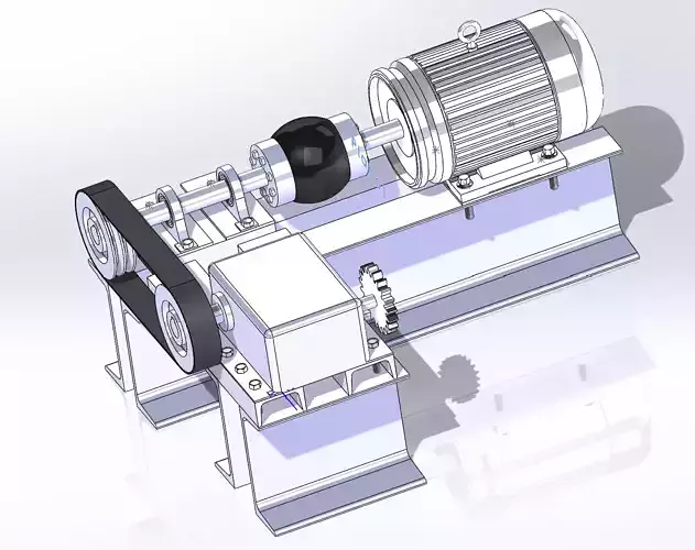 Belt Drive System with Electric Motor  3D CAD Model