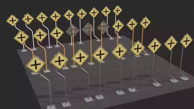 Tokyo Road Sign  Traffic Lights Ahead    Ready to Use Low-poly 3D model