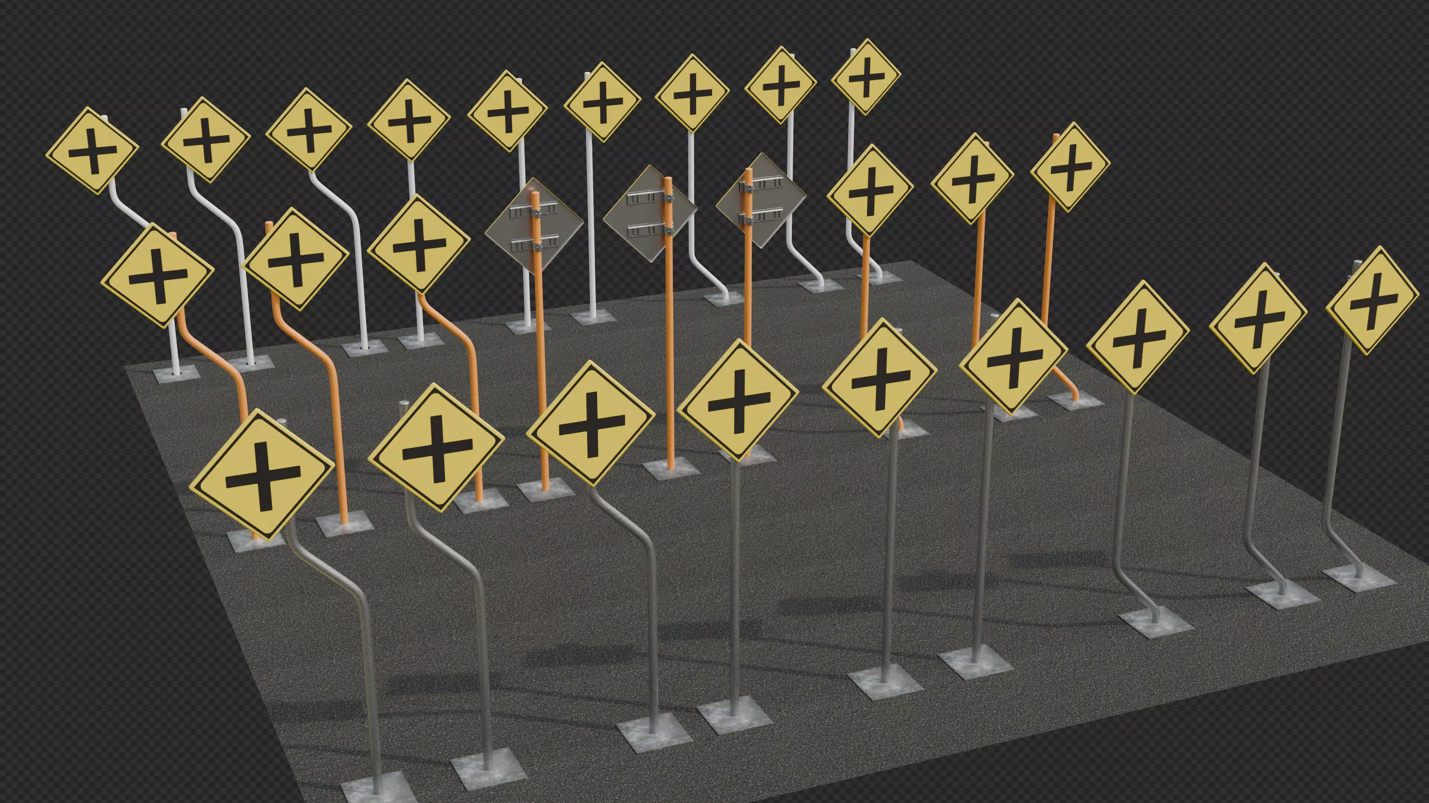 Tokyo Road Sign  Traffic Lights Ahead    Ready to Use Low-poly 3D model_0