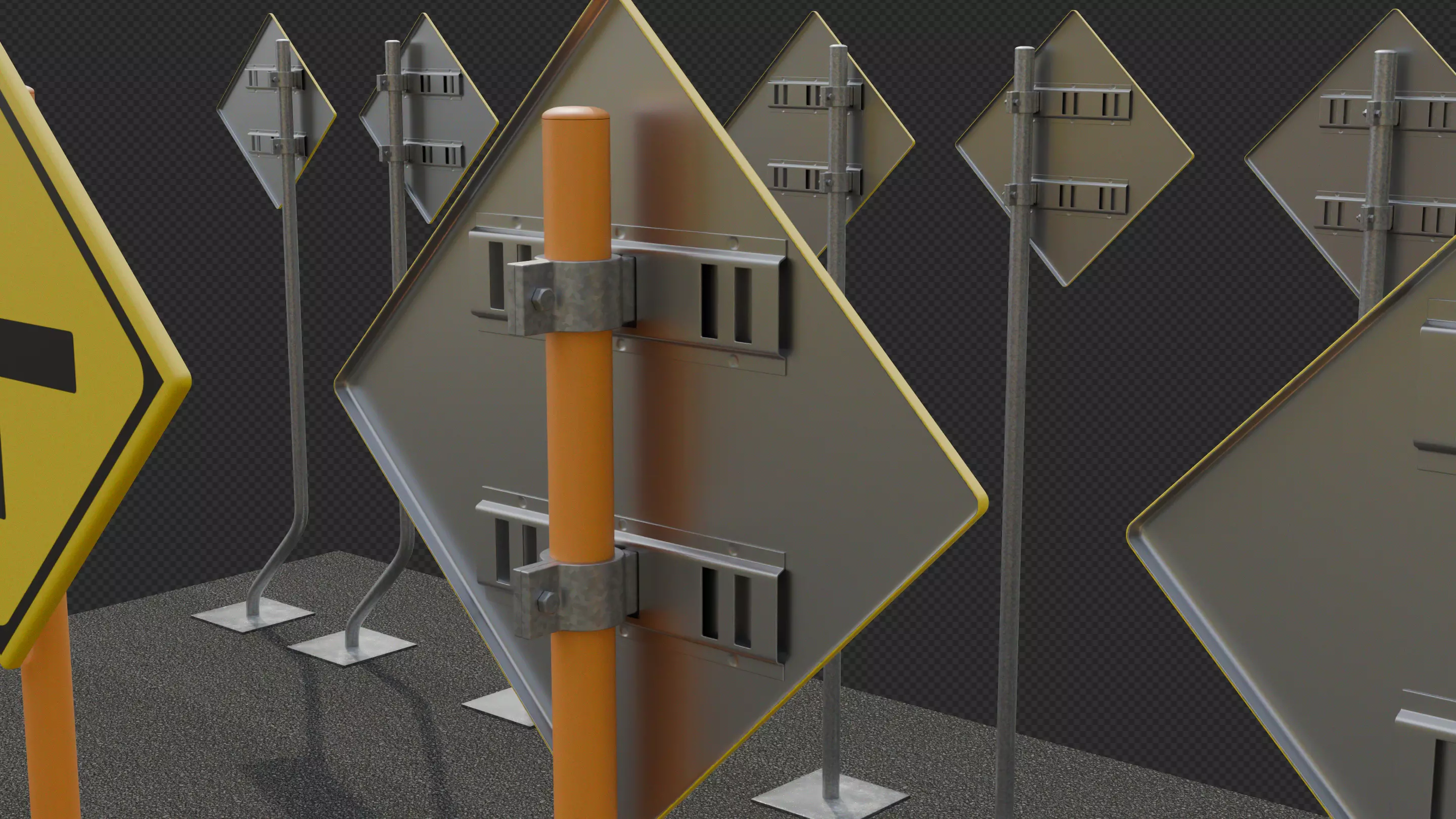 Tokyo Road Sign  Traffic Lights Ahead    Ready to Use Low-poly 3D model_13