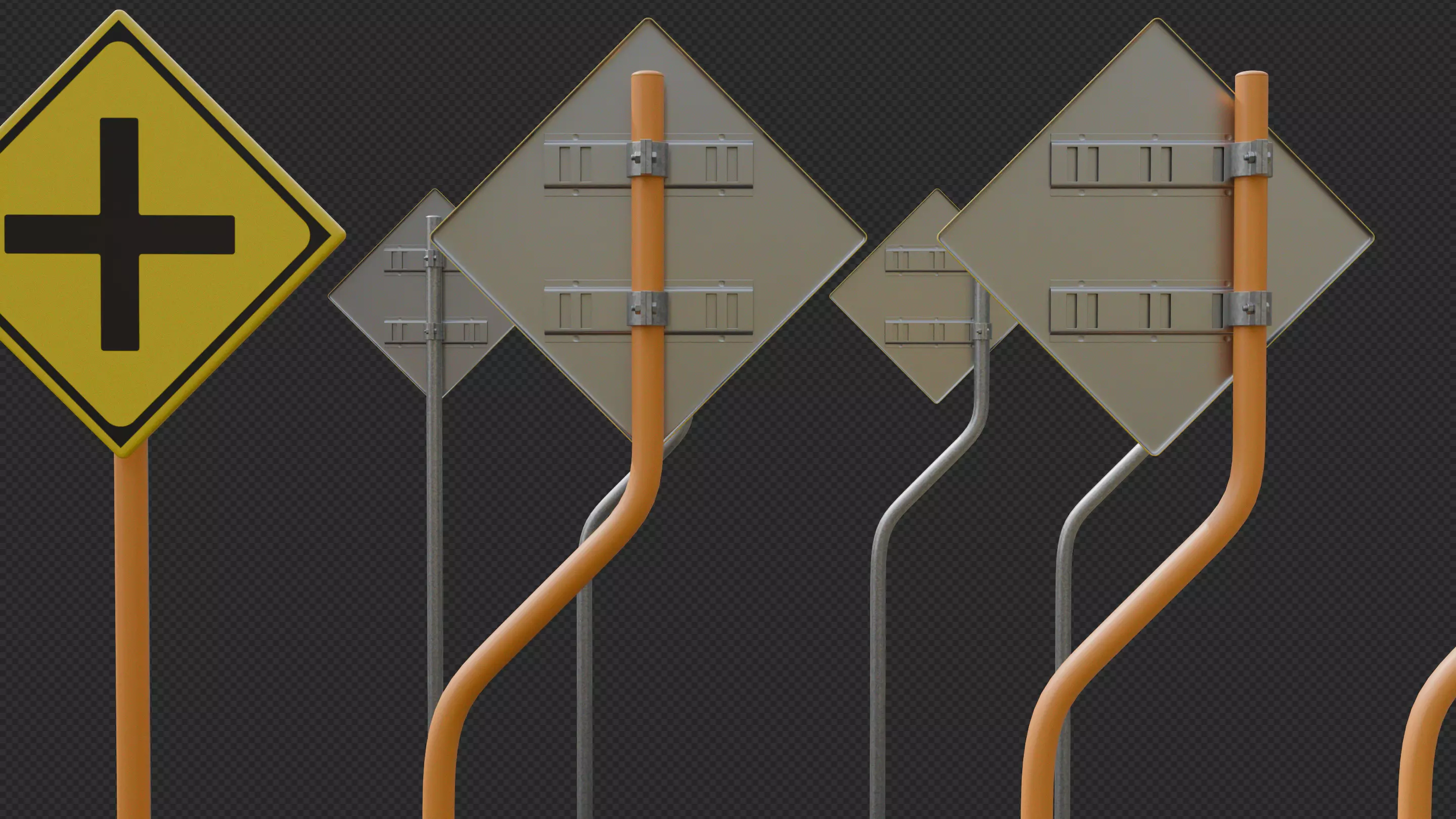 Tokyo Road Sign  Traffic Lights Ahead    Ready to Use Low-poly 3D model_17