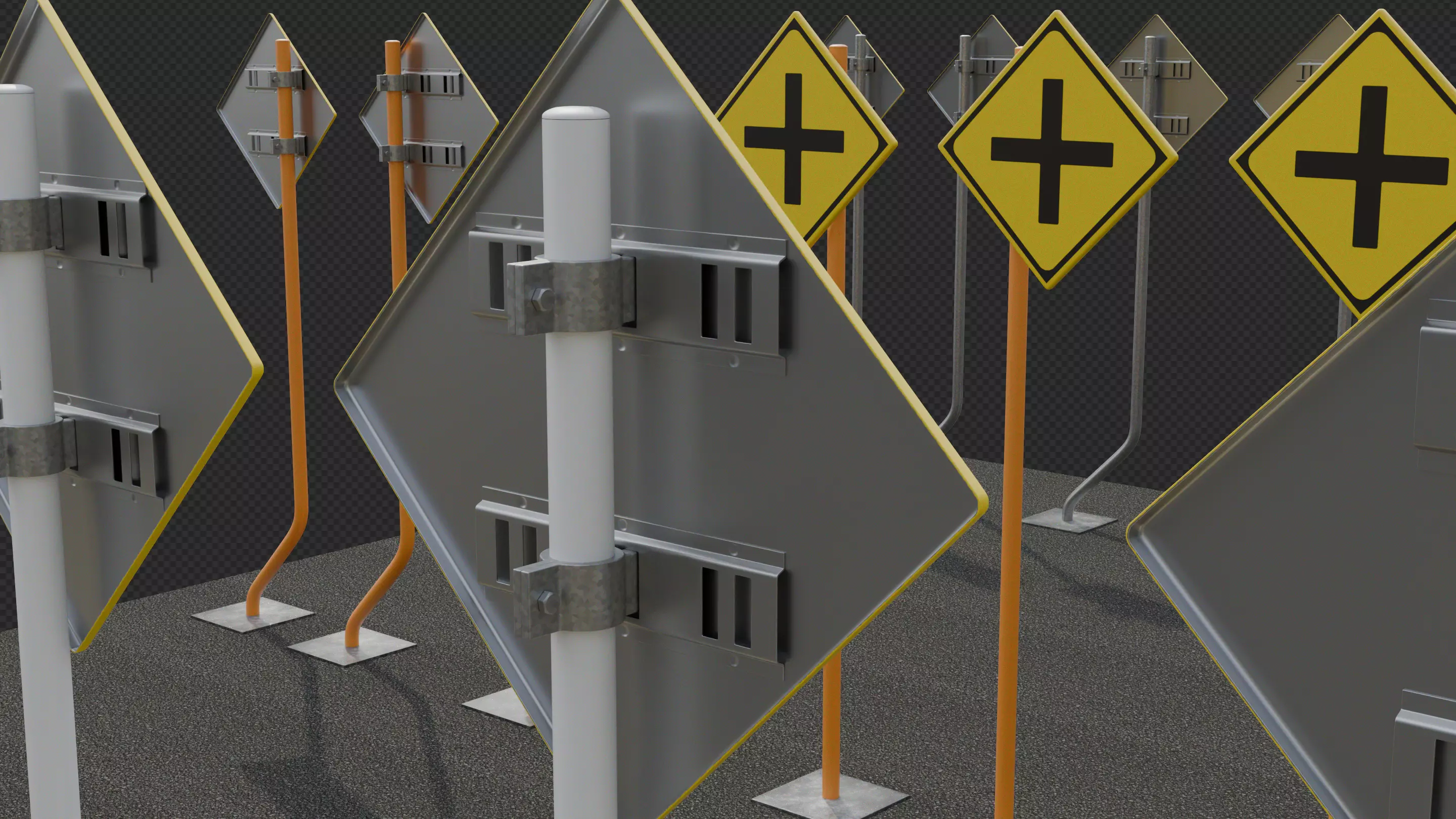 Tokyo Road Sign  Traffic Lights Ahead    Ready to Use Low-poly 3D model_22