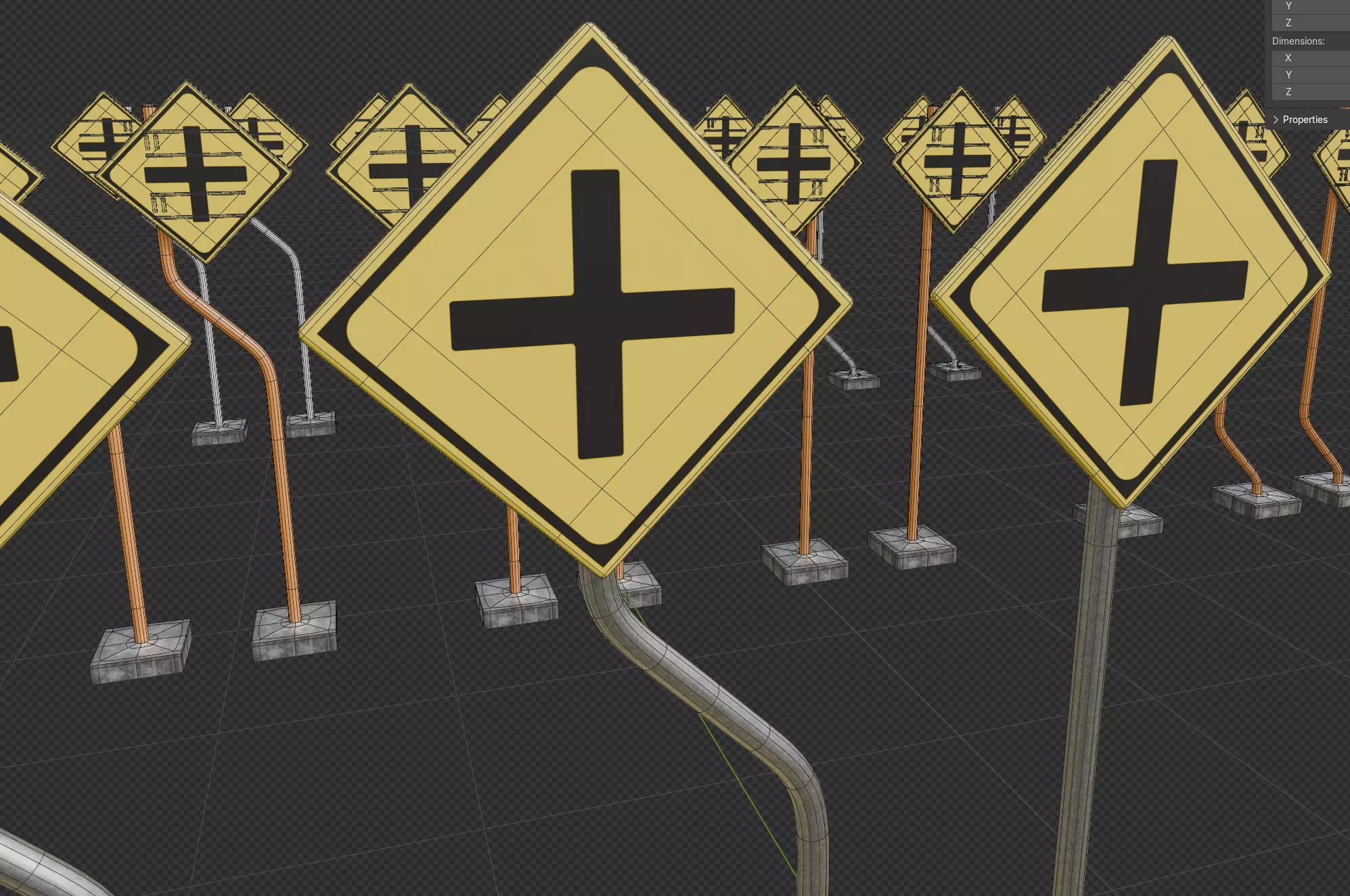 Tokyo Road Sign  Traffic Lights Ahead    Ready to Use Low-poly 3D model_30