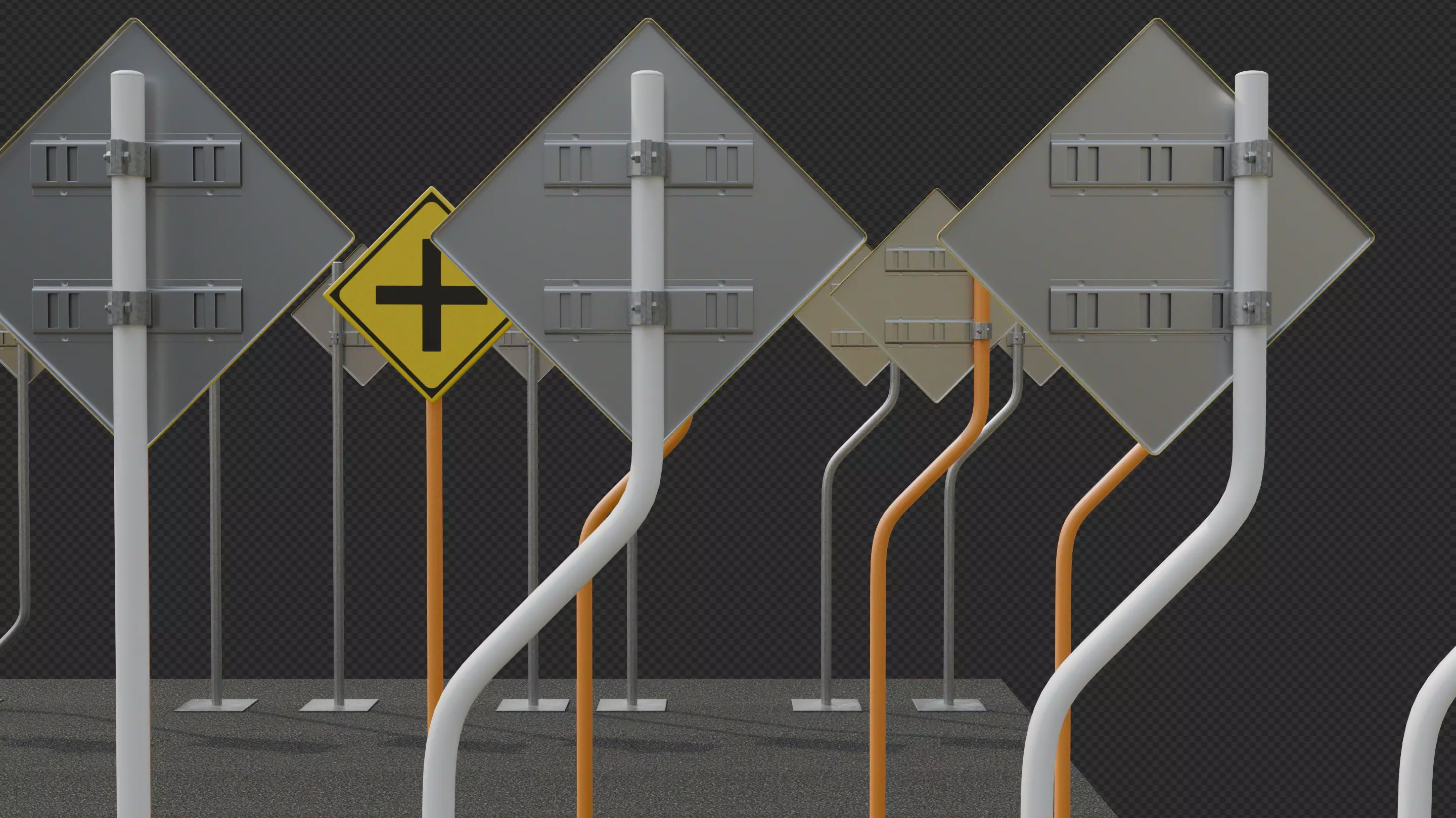 Tokyo Road Sign  Traffic Lights Ahead    Ready to Use Low-poly 3D model_26
