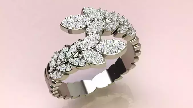 Ring leaves with diamonds