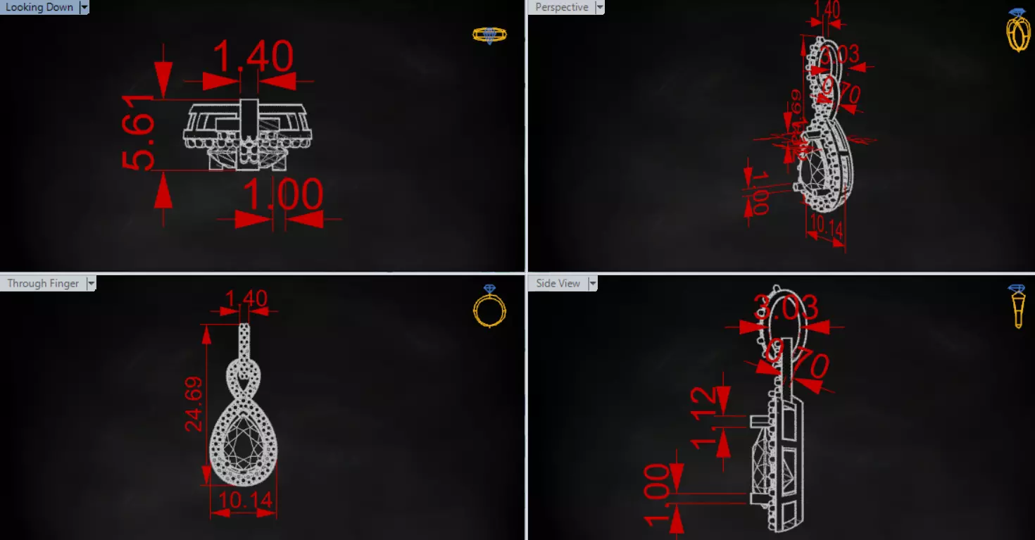 Yellow Gold stl 3dm Pendant Diamonds and Infinity Design jp0309 3D print model_21