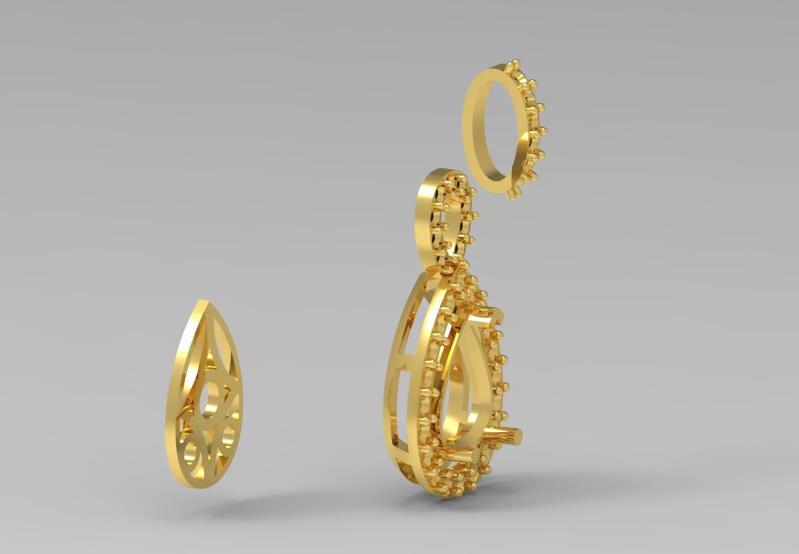 Yellow Gold stl 3dm Pendant Diamonds and Infinity Design jp0309 3D print model_19