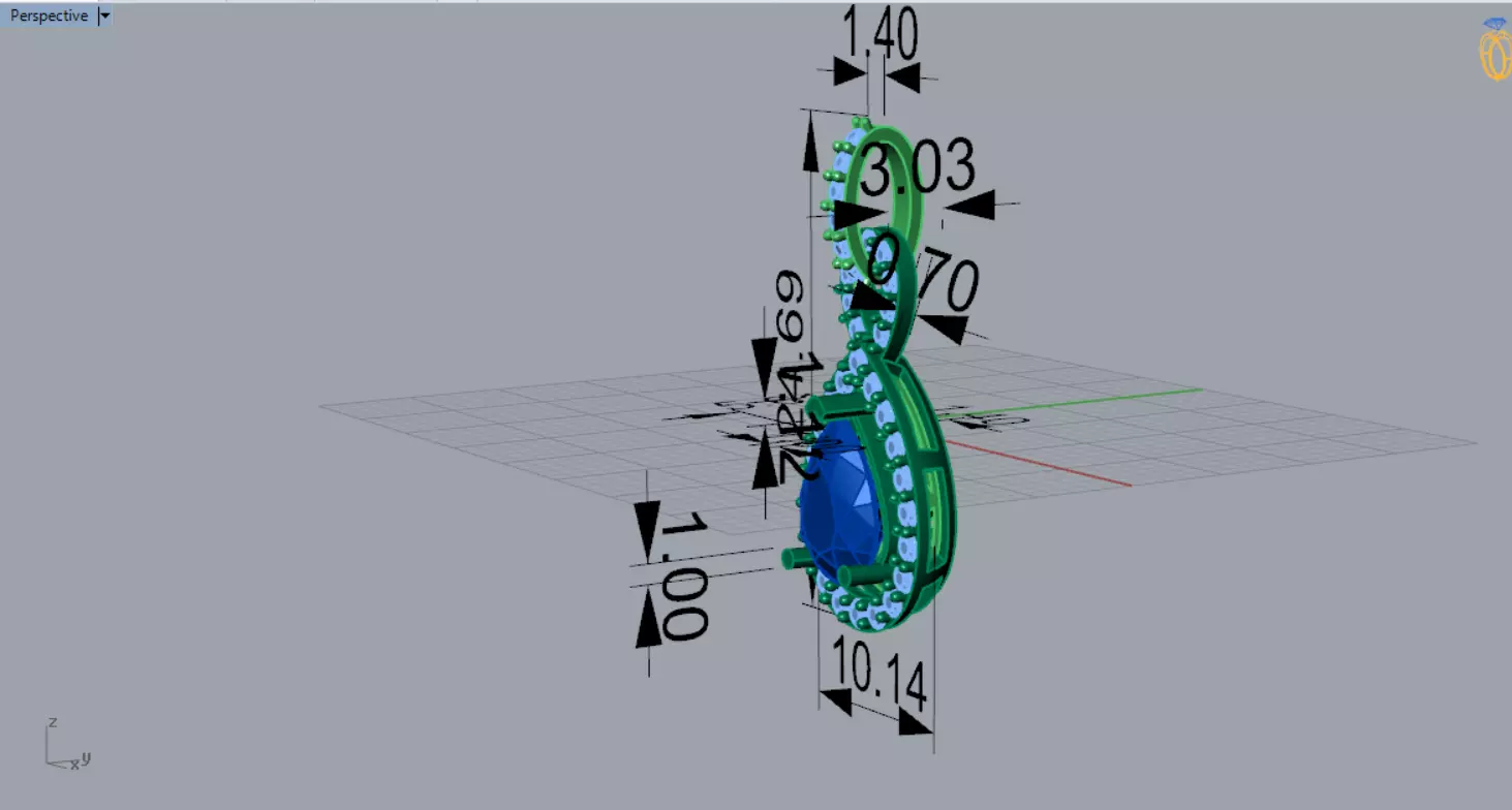 Yellow Gold stl 3dm Pendant Diamonds and Infinity Design jp0309 3D print model_11
