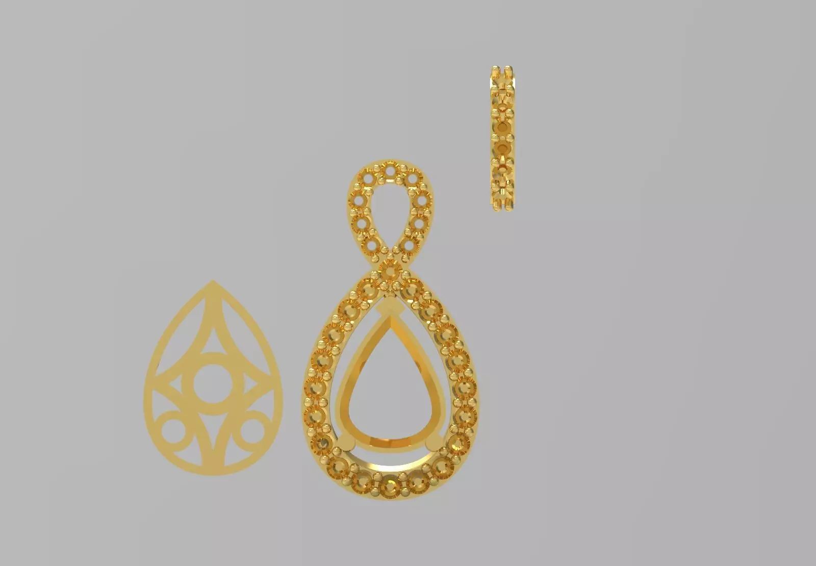 Yellow Gold stl 3dm Pendant Diamonds and Infinity Design jp0309 3D print model_18