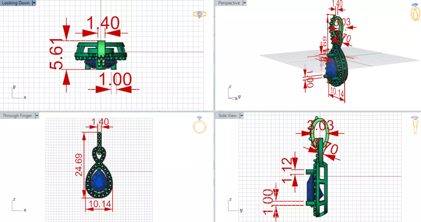 Yellow Gold stl 3dm Pendant Diamonds and Infinity Design jp0309 3D print model_20