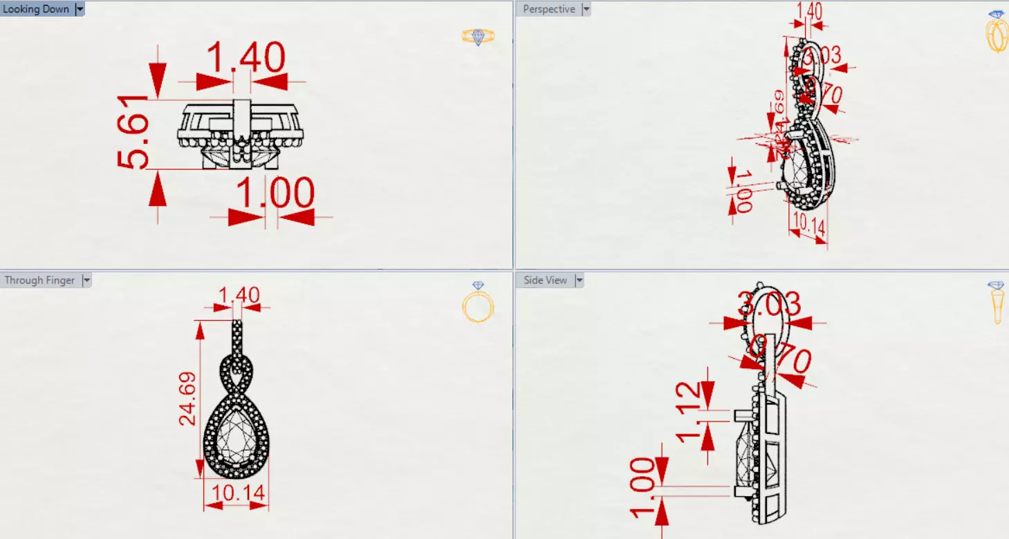 Yellow Gold stl 3dm Pendant Diamonds and Infinity Design jp0309 3D print model_22