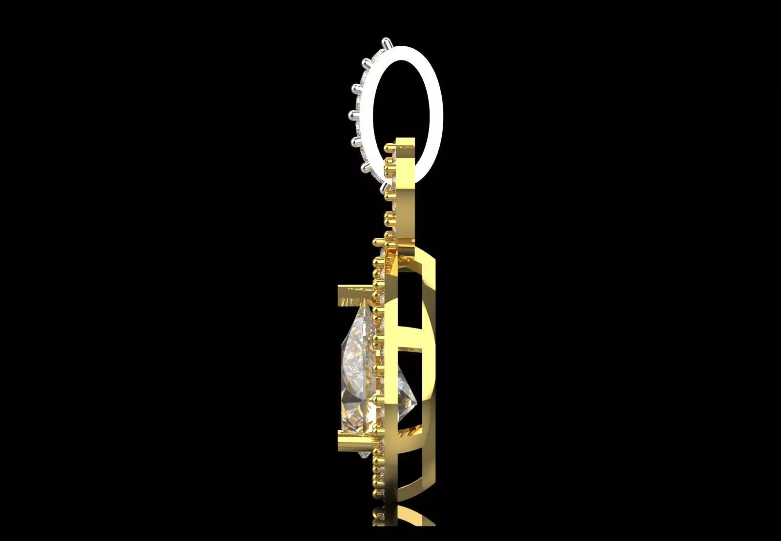 Yellow Gold stl 3dm Pendant Diamonds and Infinity Design jp0309 3D print model_2